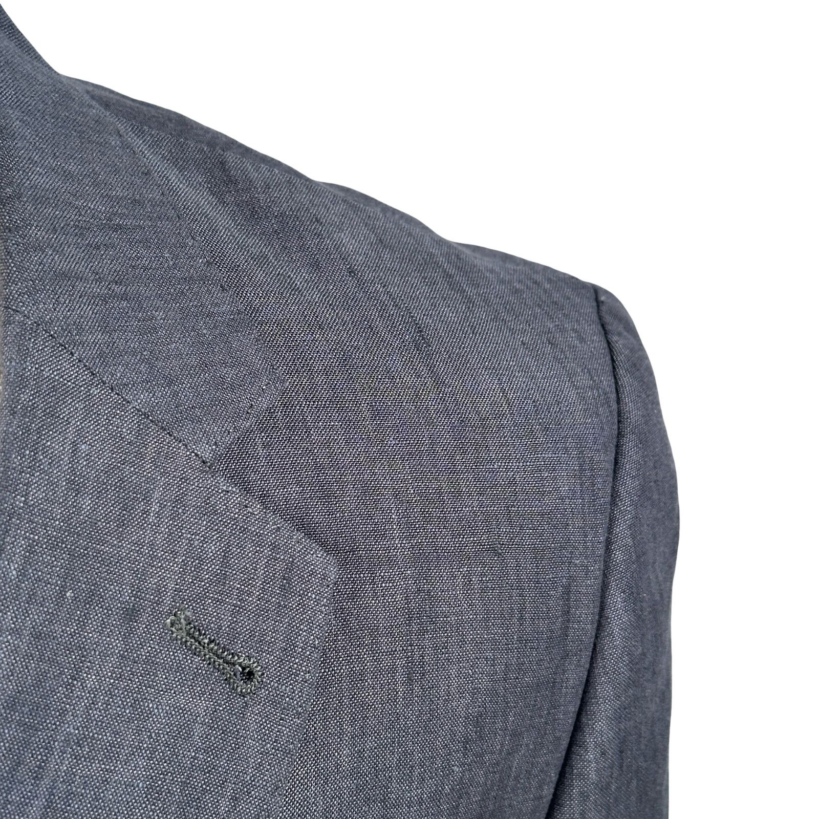 H&M H&M Blazer Jacket Mens US 36R Gray Linen Single Breasted New Size 36R - 3 Thumbnail