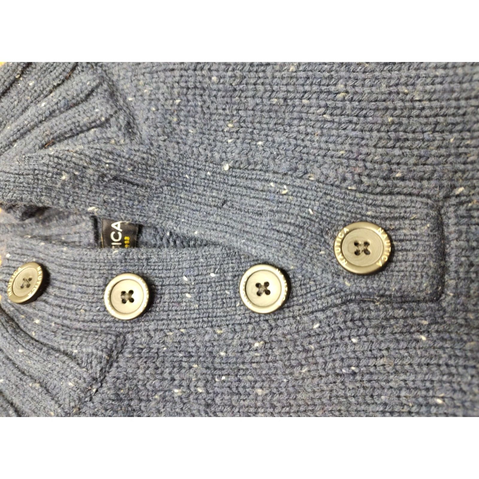 Nautica Nautica Mens Navy Button Mock Neck Wool Blend Sweater XL Blue Classic Pullover Winter Fall Spring Size US XL / EU 56 / 4 - 5 Thumbnail