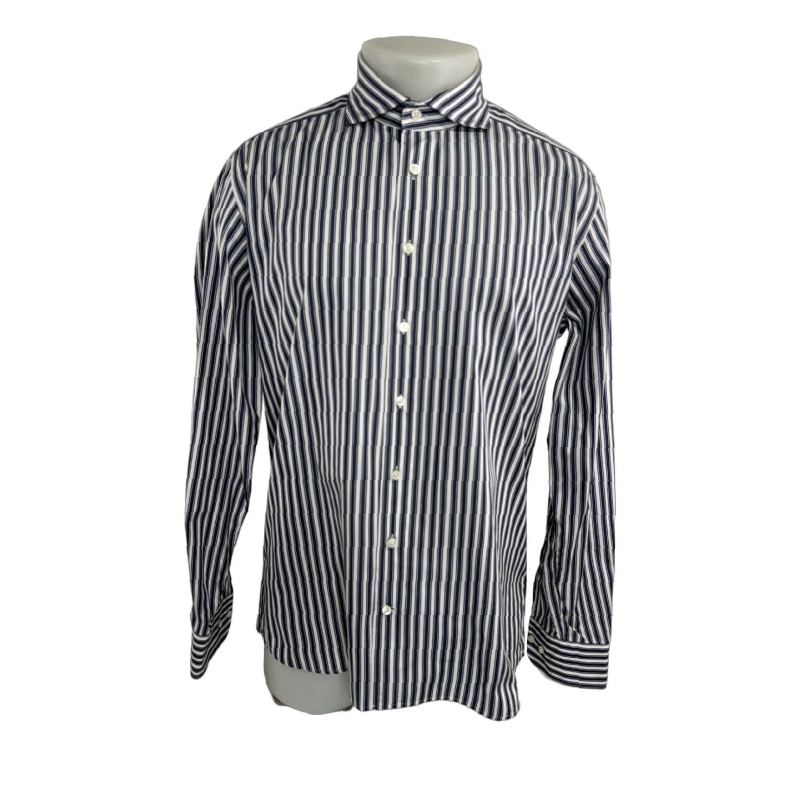 Suitsupply SUIT SUPPLY Striped Dress Shirt 42 Blue White Brown Cotton EXCELLENT Mens Shirts 42" Regular XS? Size US XL / EU 56 / 4 - 1 Thumbnail