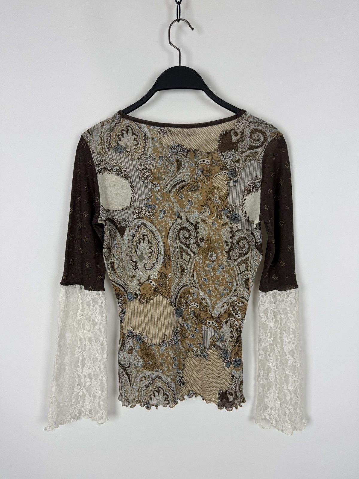 Vintage Y2K Vintage sOliver Boho Printed Mesh Crochet Sleeves Shirt Size M / US 6-8 / IT 42-44 - 6 Thumbnail
