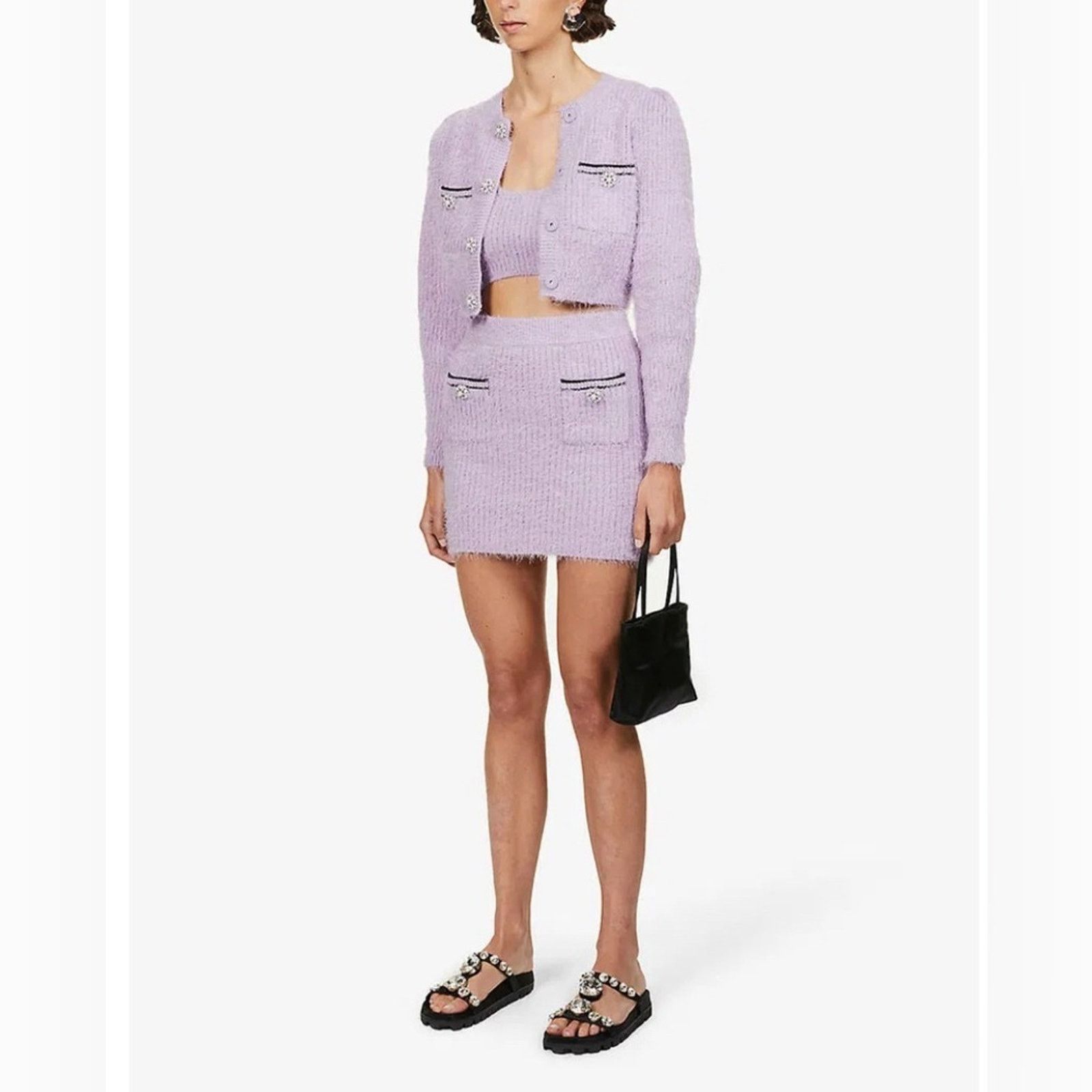 Other Stylish Y2K Vintage Lavender Knit Cardigan and Skirt Set Size S / US 4 / IT 40 - 2 Thumbnail