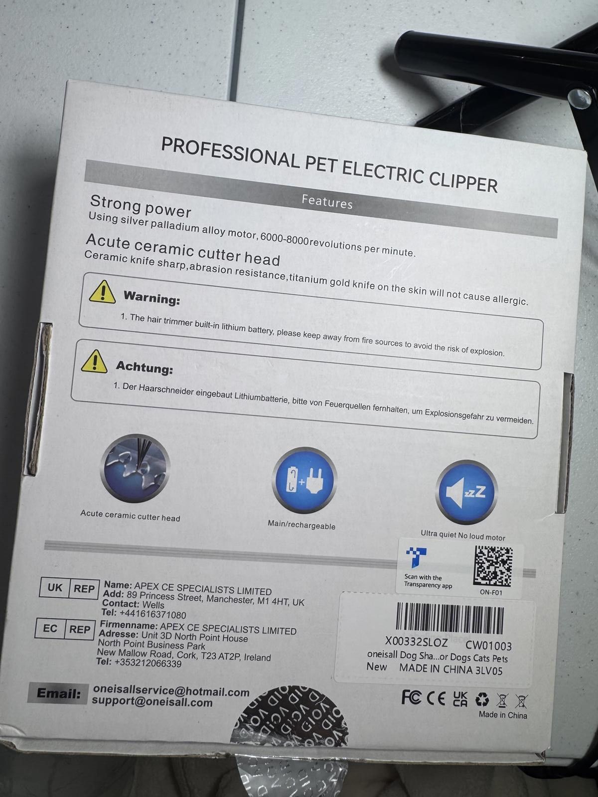 O'Neill oneisall Professional Pet Electric Clipper for Dogs and Cats Size ONE SIZE - 5 Thumbnail