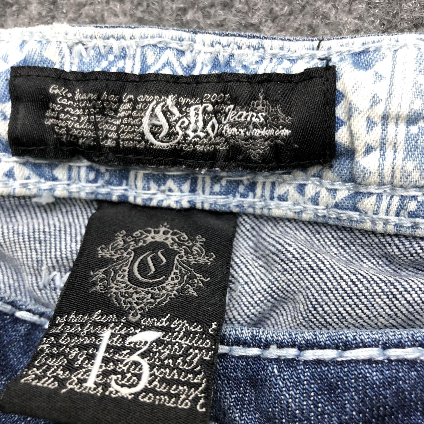 Denime Cello Jeans Juniors 13 Blue Bootcut Paisley Embroidered Rhinestone Denim Size 34" / US 12 / IT 48 - 3 Thumbnail