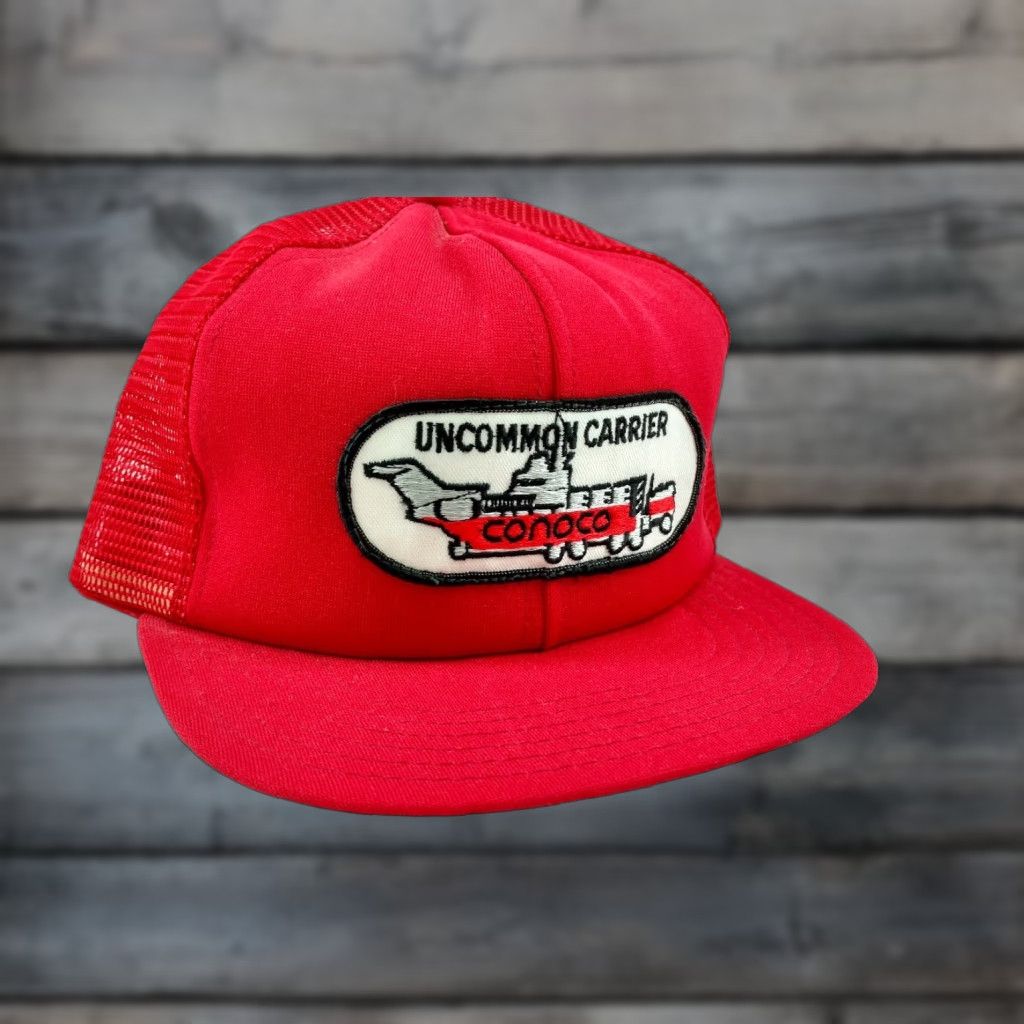 Vintage VINTAGE Conoco Uncommon Carrier Red SNAPBACK PATCH HAT Red Unbranded Adjustable Hat Mens Size ONE SIZE - 1 Thumbnail