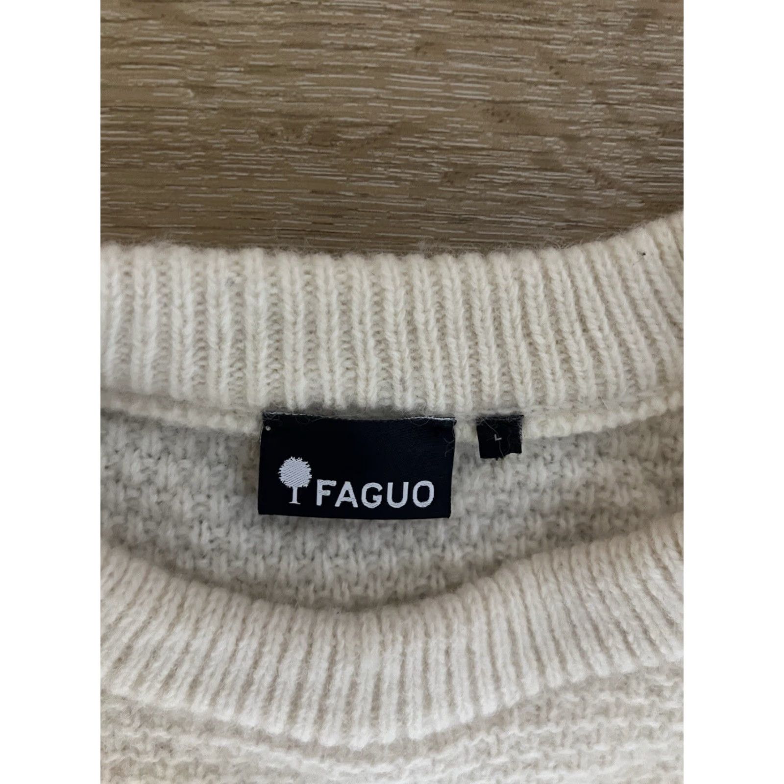 Vintage **Womens Ivory Wool Knit Pullover Size Large** User: **Faguo Womens Ivory Wool Knit Pullover Size Large** Size L / US 10 / IT 46 - 3 Thumbnail