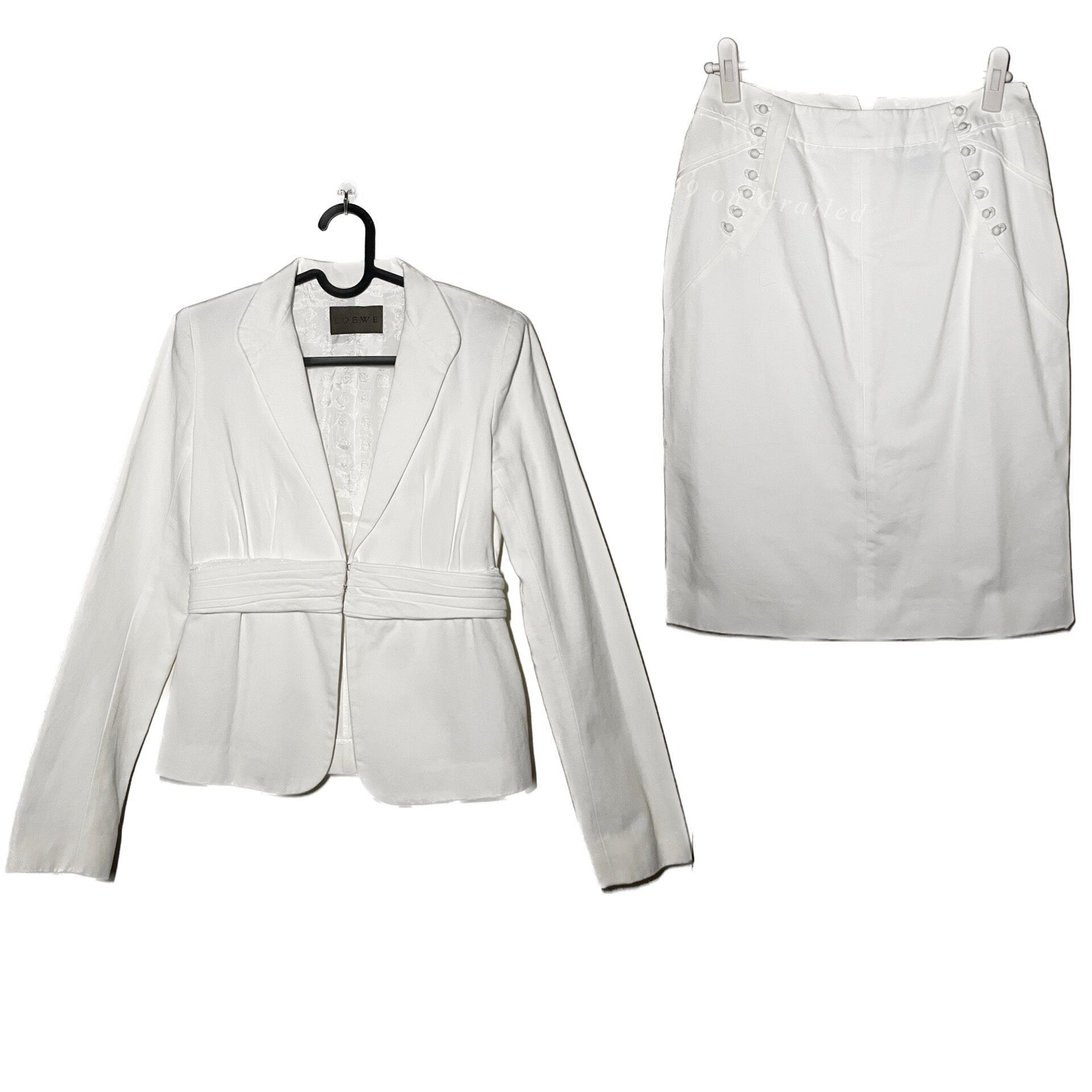 Loewe Loewe 1980s Vintage White Cotton Suit Size S / US 4 / IT 40 - 1 Thumbnail