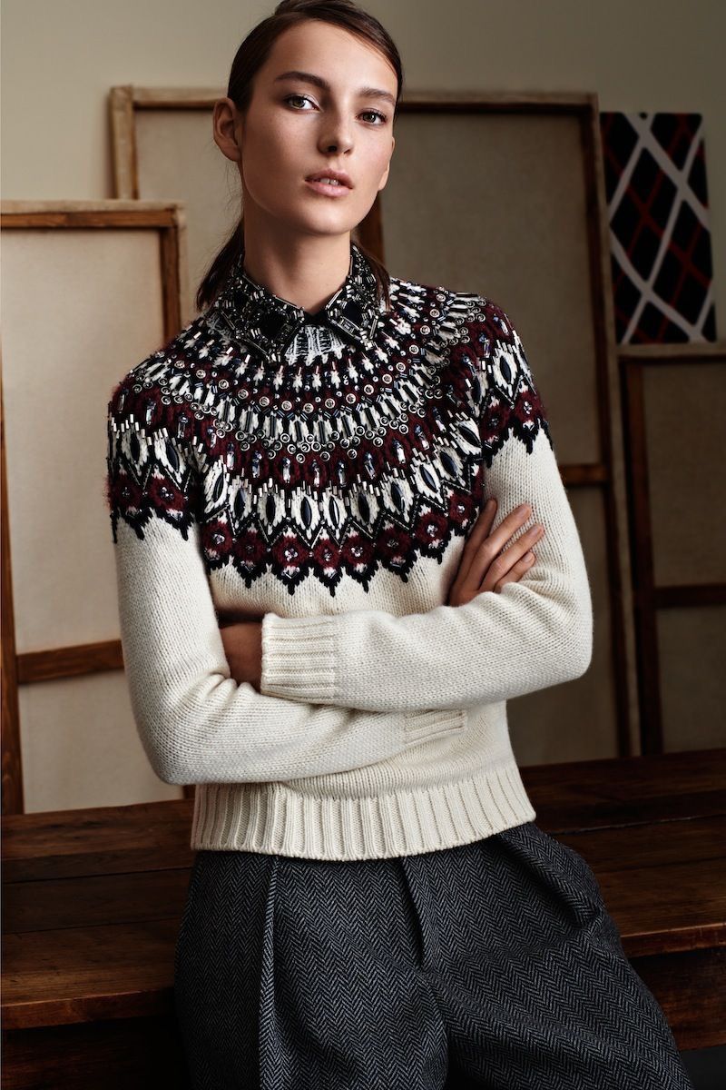 Gucci Pre Fall 2015 Heavy Embellished Yoke Design Knit Sweater Size S / US 4 / IT 40 - 1 Thumbnail