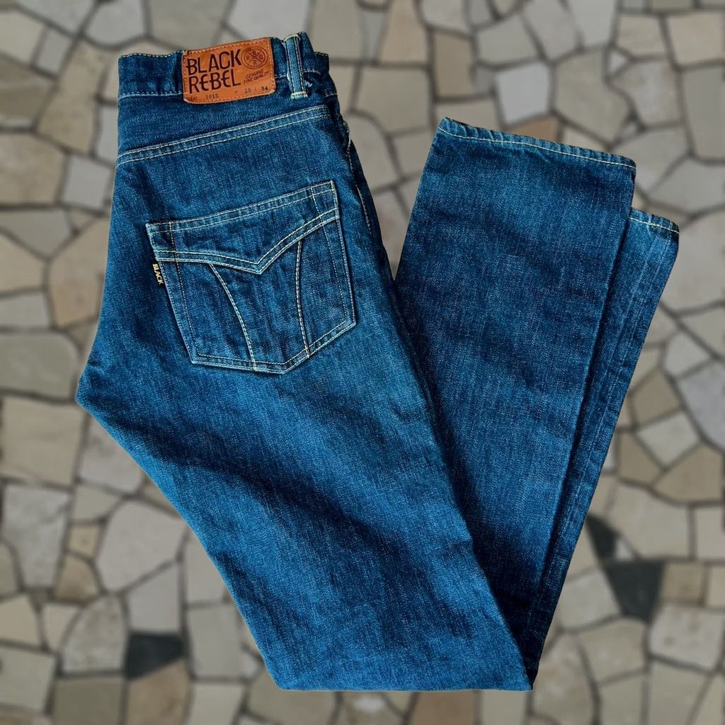 Denime Rude Gallery Black Rebel Jeans Denim 5-Pocket Button Closure 28x32 Men’s Regular Straight Black Dark Wash Vintage No Size US 28 / EU 44 - 1 Thumbnail