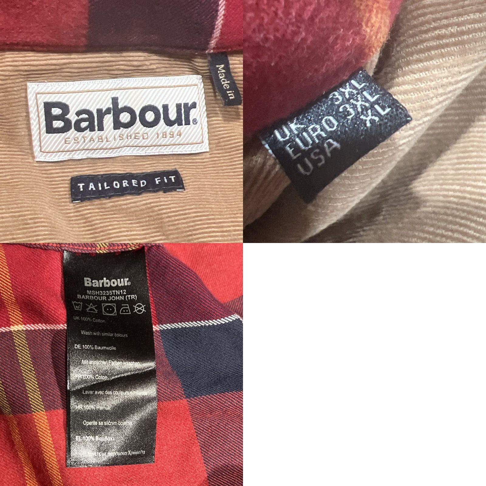 Barbour Barbour Flannel Shirt Mens XL Tailored Fit Plaid Red Tartan Long Sleeve Cotton Shirt Size US XL / EU 56 / 4 - 9 Thumbnail