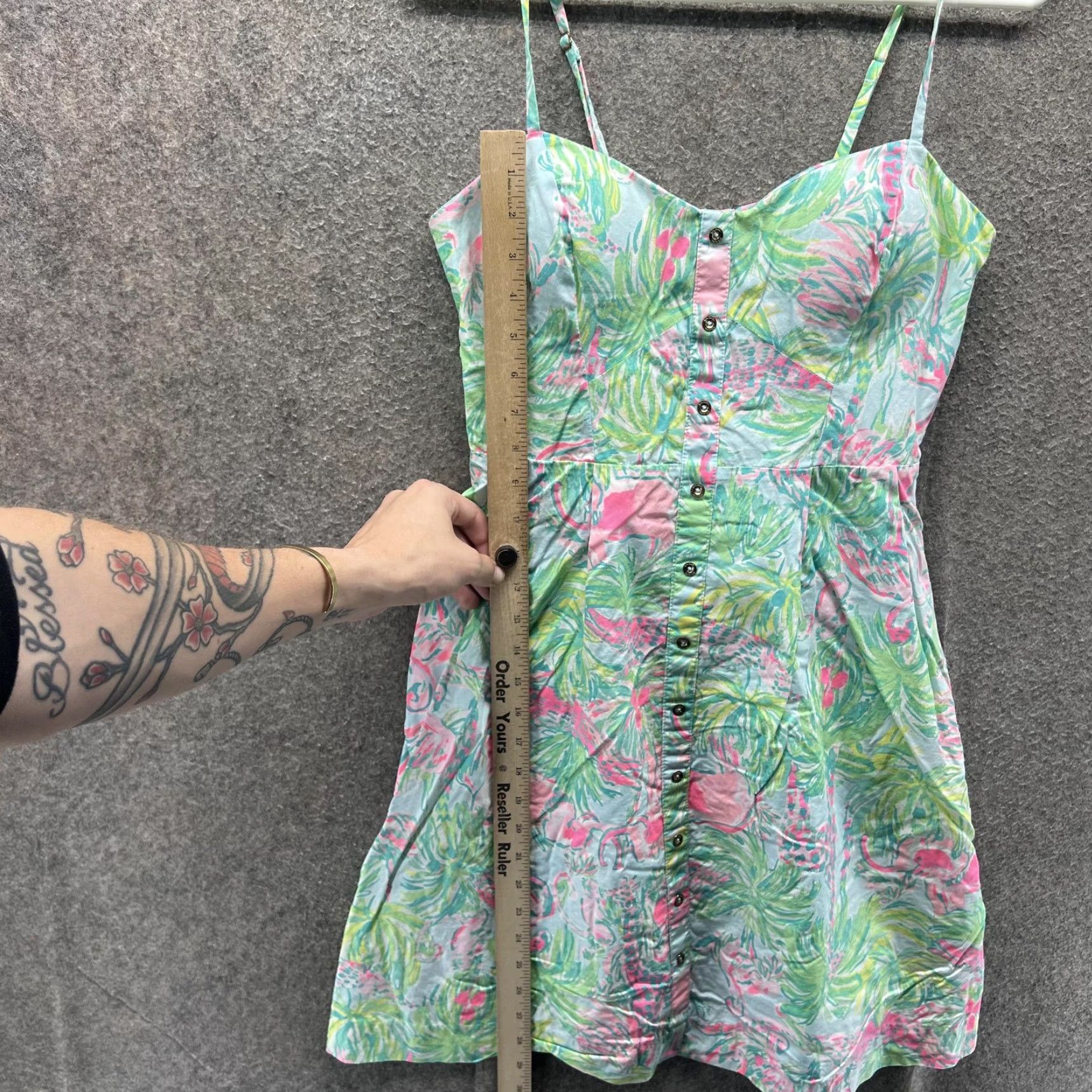 Lilly Pulitzer Lilly Pulitzer Dress Womens 2 Multicolor Flamingo Floral Button Sundress Mini Dress Size XS / US 0-2 / IT 36-38 - 2 Thumbnail