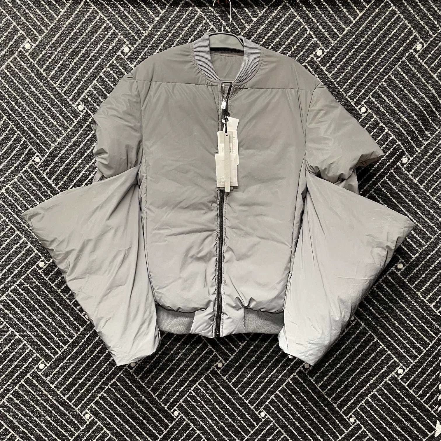 Rick Owens Gray Quilted Bomber Jacket Size US M / EU 48-50 / 2 - 1 Thumbnail