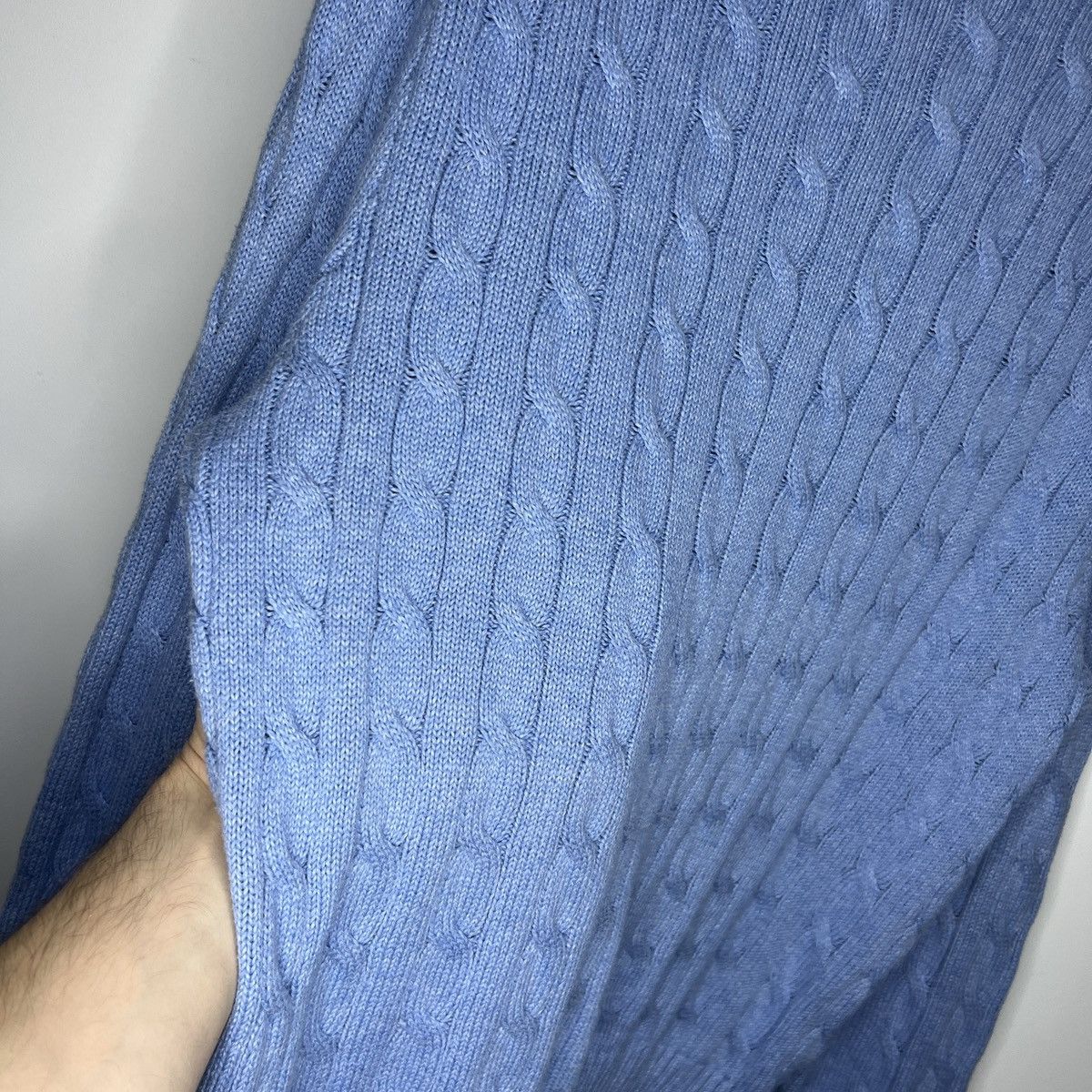 Polo Ralph Lauren × Ralph Lauren Polo Ralph Lauren Sweater Jumper Cable Knitwear Baby Blue Size US L / EU 52-54 / 3 - 12 Thumbnail