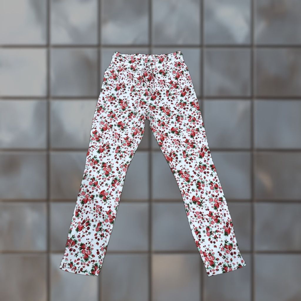 LoveShackFancy VINTAGE LOVESHACKFANCY Brently Fruity Print Slim Pajama Pants Womens XS Cotton Size 26" / US 2 / IT 38 - 1 Thumbnail