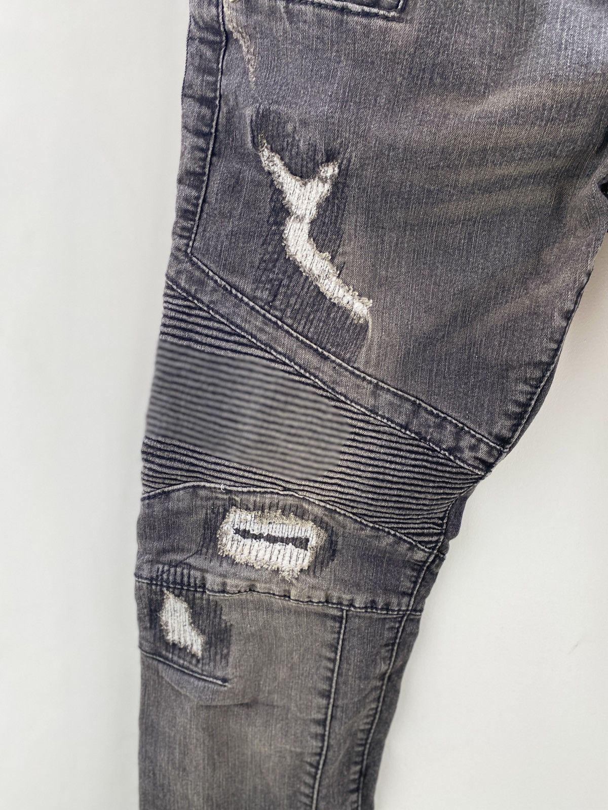 BUFFALO BOBS Vintage Cane Bros Bikers Denim Distressed Jeans Balmain styl Size US 32 / EU 48 - 3 Thumbnail