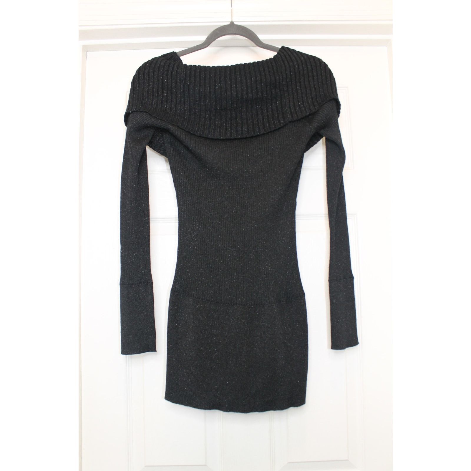 Other Rampage Black Ribbed Metallic Off-the-Shoulder Sweater Size L / US 10 / IT 46 - 2 Thumbnail