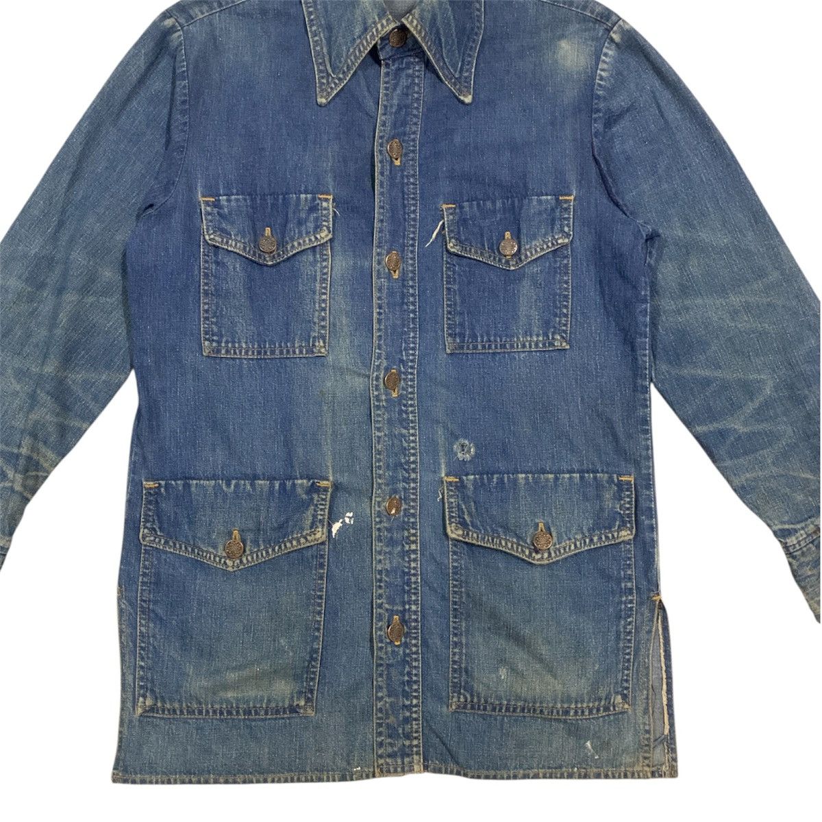 Vintage Vtg 60's 70's Bar C Ranchwear 4 Pocket Denim Work Shirt Size US M / EU 48-50 / 2 - 3 Thumbnail