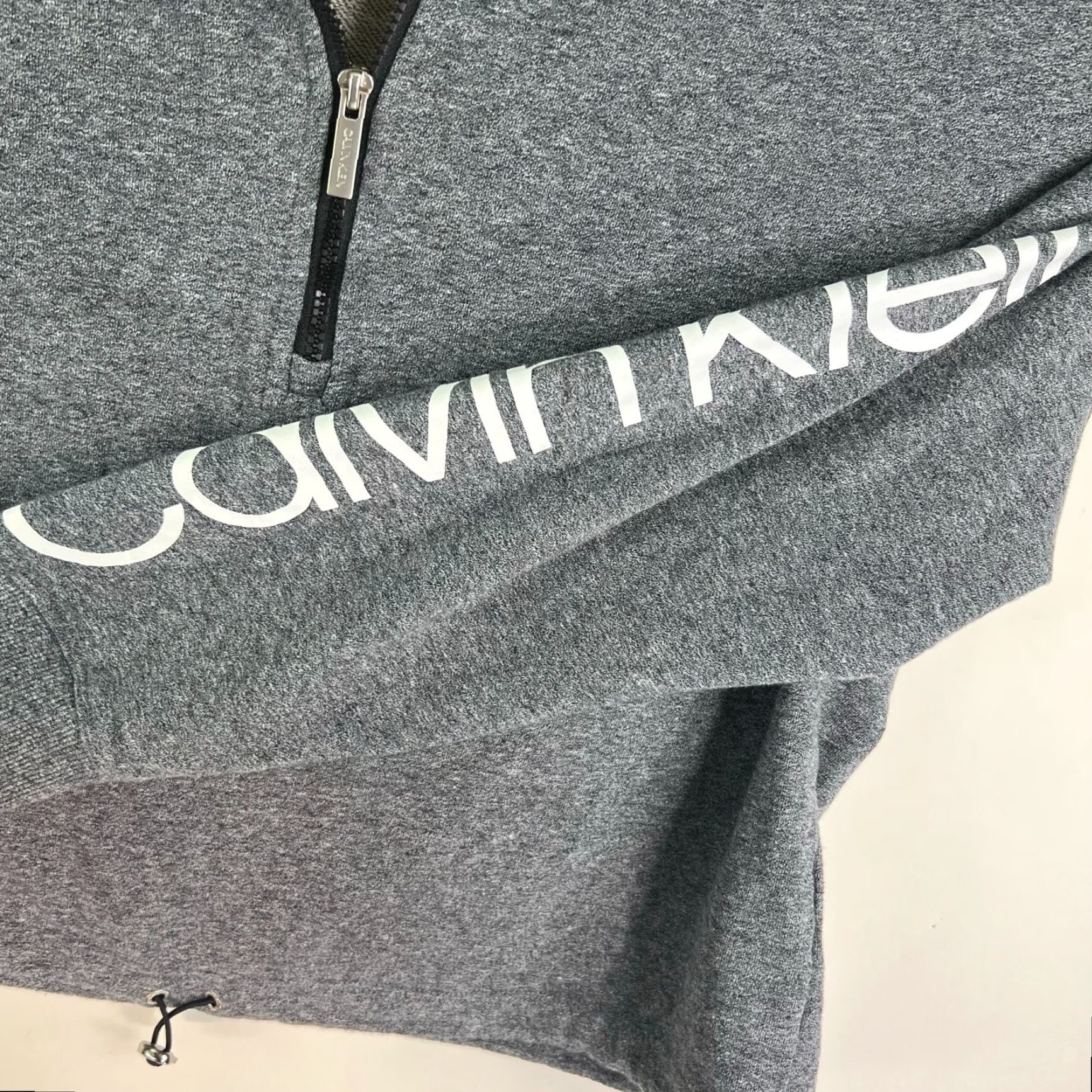 Calvin Klein Calvin Klein Performance 1/4 Zip Crop Top Women XL Athletic Heather Gray Shirt Size XL / US 12-14 / IT 48-50 - 7 Thumbnail
