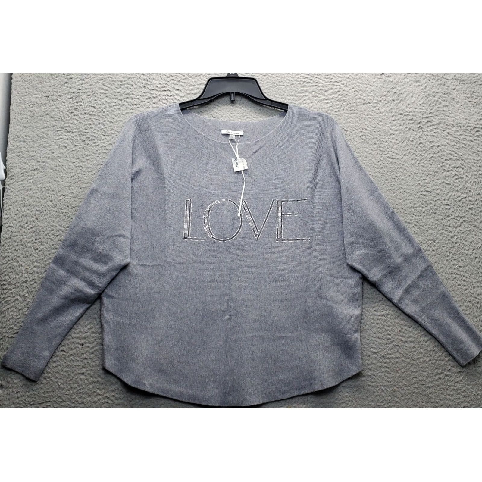 Vintage Vila Milano Marsh Sweater Women L Gray Beaded Long Sleeve Crew Neck Pullover Size L / US 10 / IT 46 - 2 Thumbnail