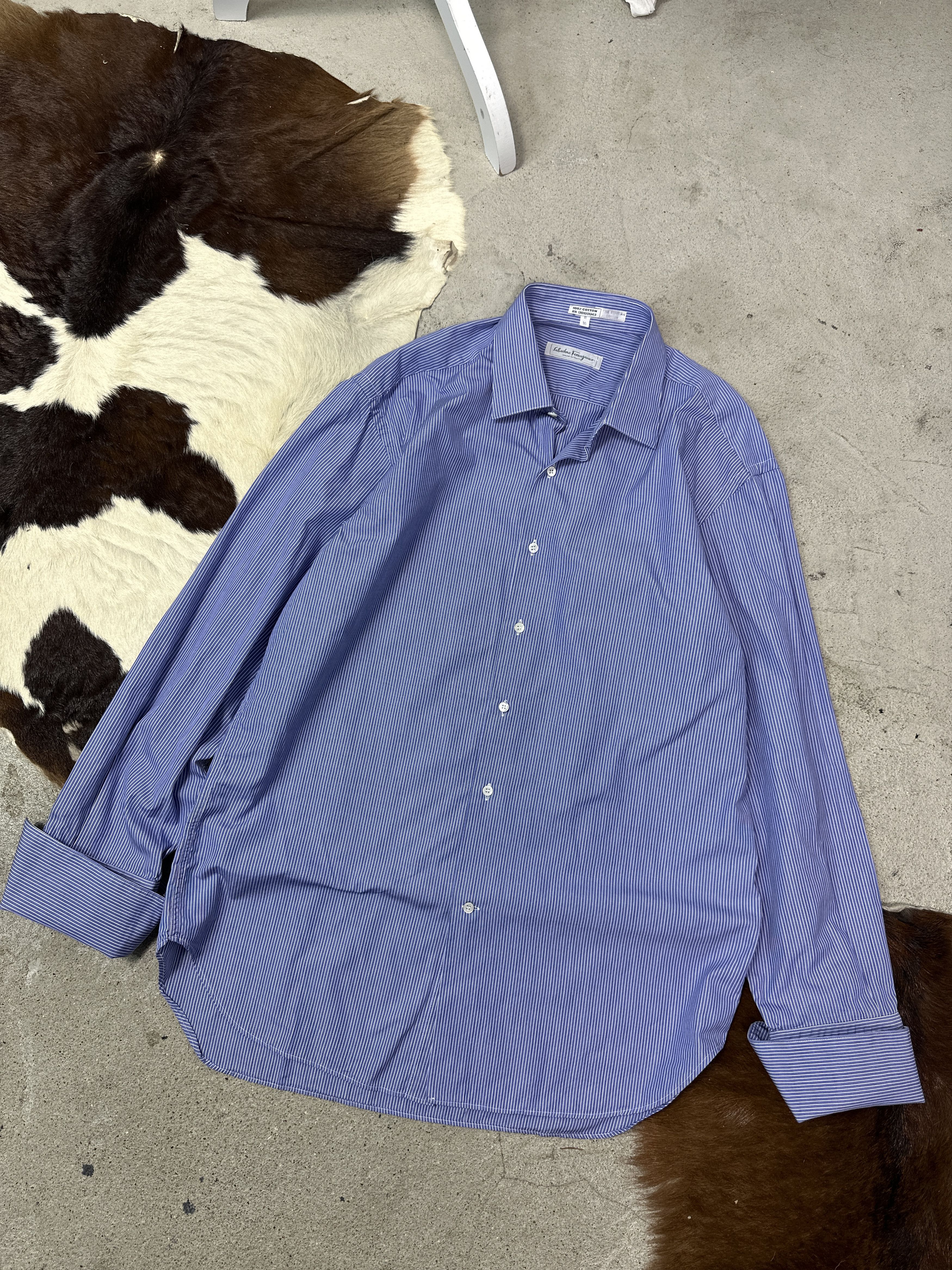 Salvatore Ferragamo Vintage Salvatore Ferragamo Shirt with Cufflinks Shirt Y2K Size US L / EU 52-54 / 3 - 1 Thumbnail