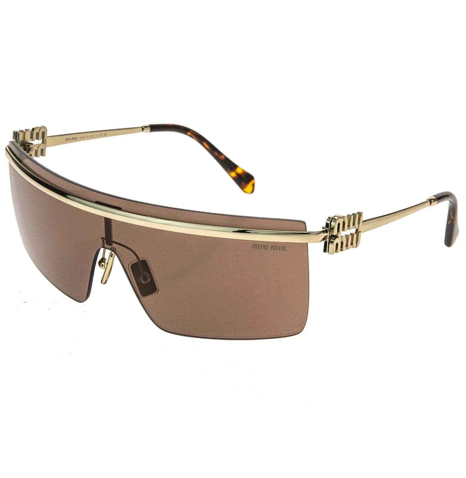Miu Miu MIU MIU MU50ZS GLIPMSE LOGO 50Z Gold Brown Logo Mask Luxury Size ONE SIZE - 8 Thumbnail