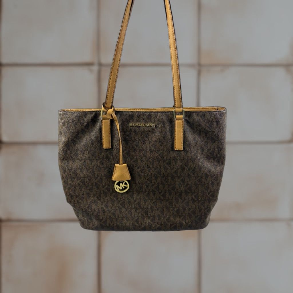 Michael Kors Michael Kors Tote Bag Brown Monogram Coated Canvas Logo Signature Large Size L / US 10 / IT 46 - 1 Thumbnail