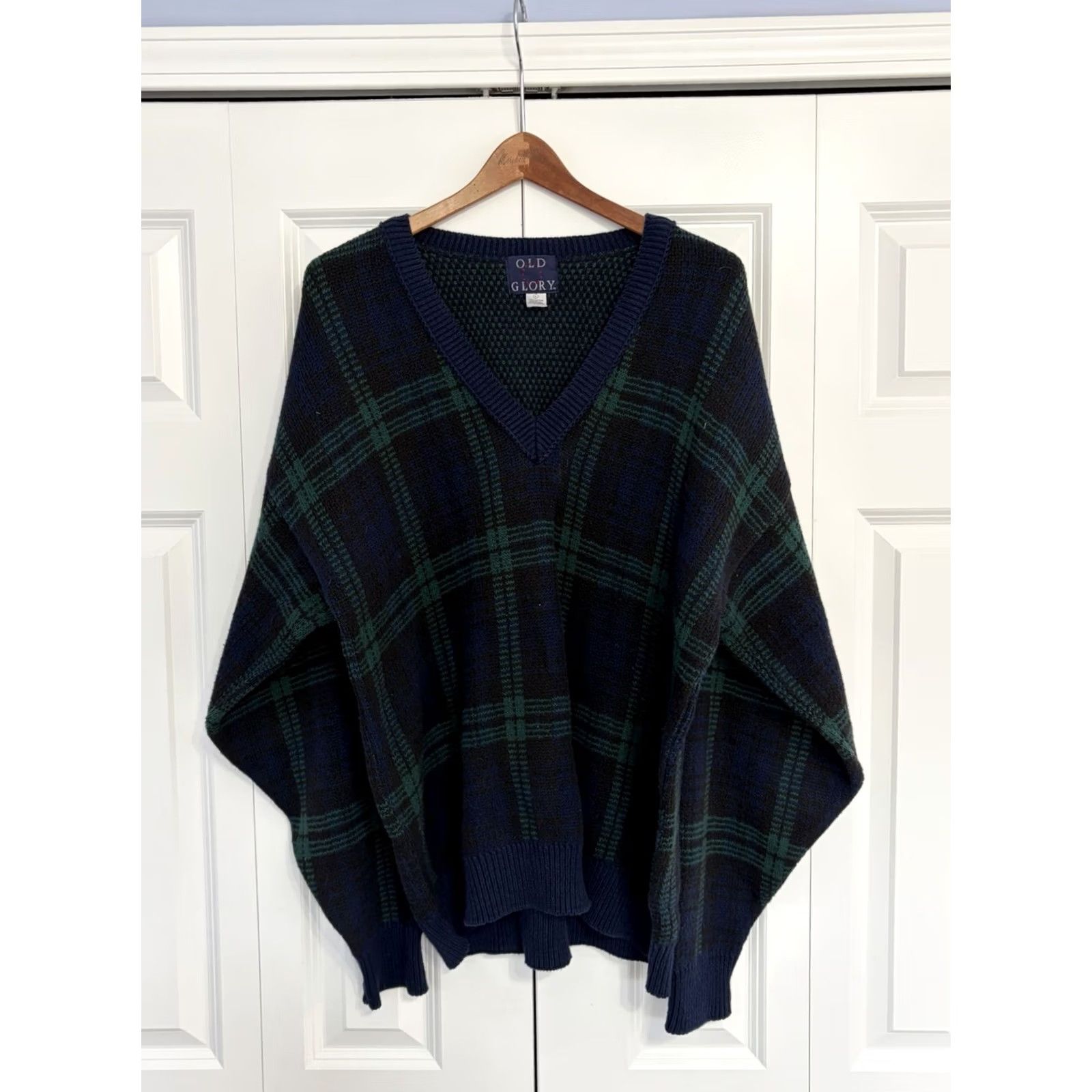 Vintage VINTAGE Old Glory Sweater Mens Large L Green Pullover Knit V Neck 90s Size US L / EU 52-54 / 3 - 2 Thumbnail