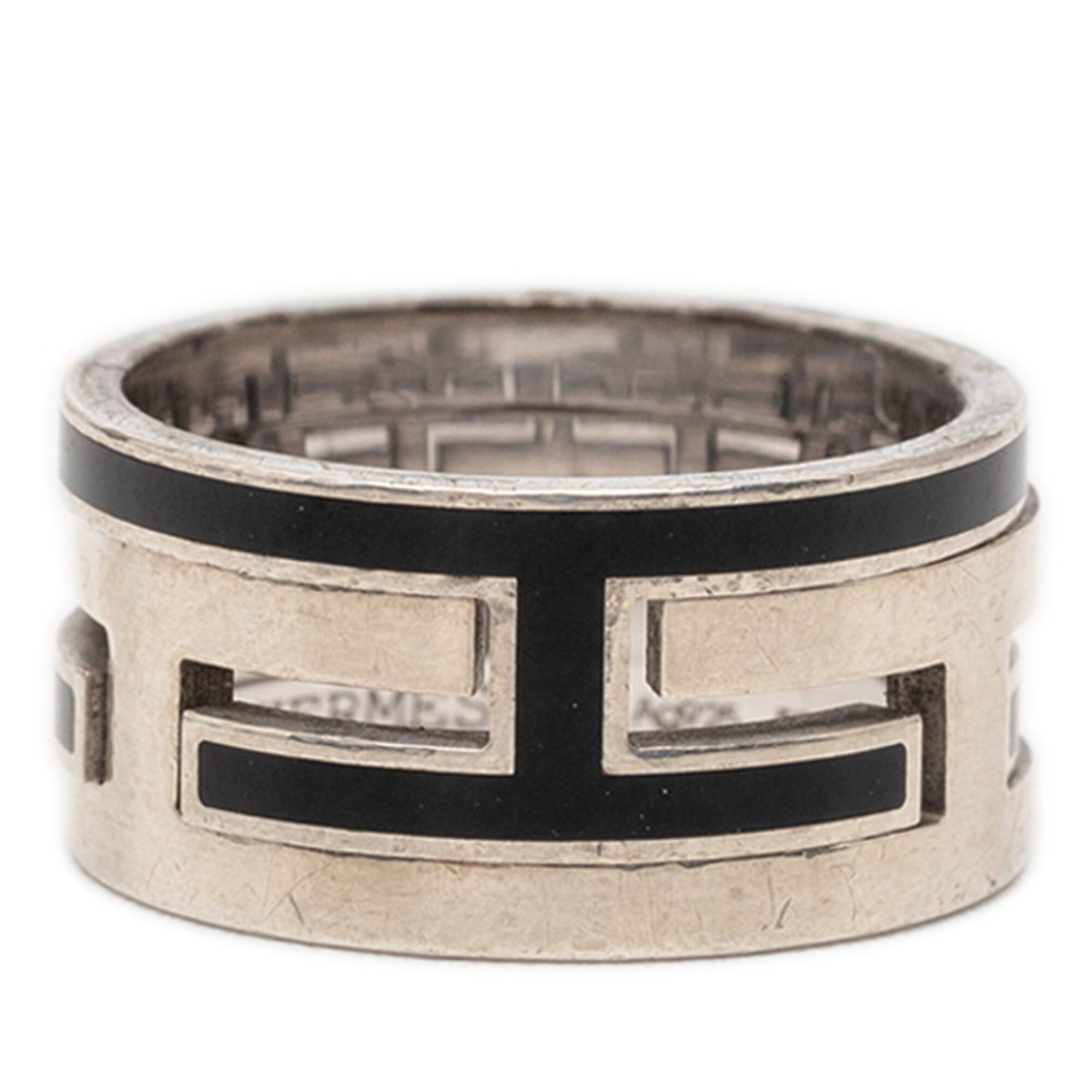 Hermes Hermes Move H Ring, Size 52, Black, SV925 Silver, Women's Ring Size ONE SIZE - 1 Thumbnail