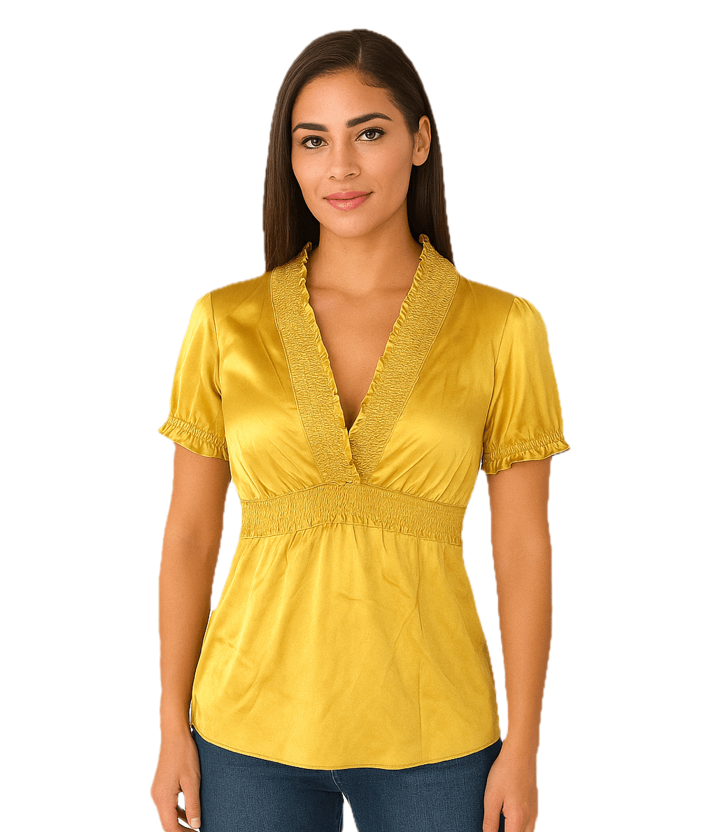 Bcbgmaxazria NEW BCBGMAXAZRIA Gold Satin Blouse Size XS / US 0-2 / IT 36-38 - 1 Thumbnail