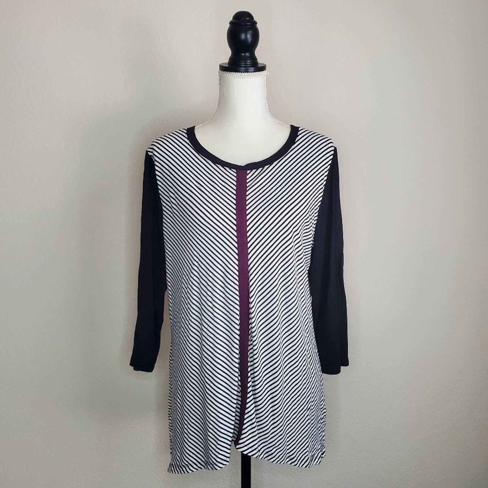 Chicos Chico's Miter Striped Mix Top Large Size L / US 10 / IT 46 - 1 Thumbnail