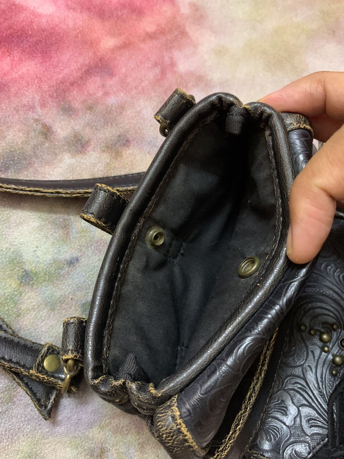 KMRii Japanese Apocalypse Vkei Custom Mini Leather Sling Bag Size ONE SIZE - 10 Thumbnail