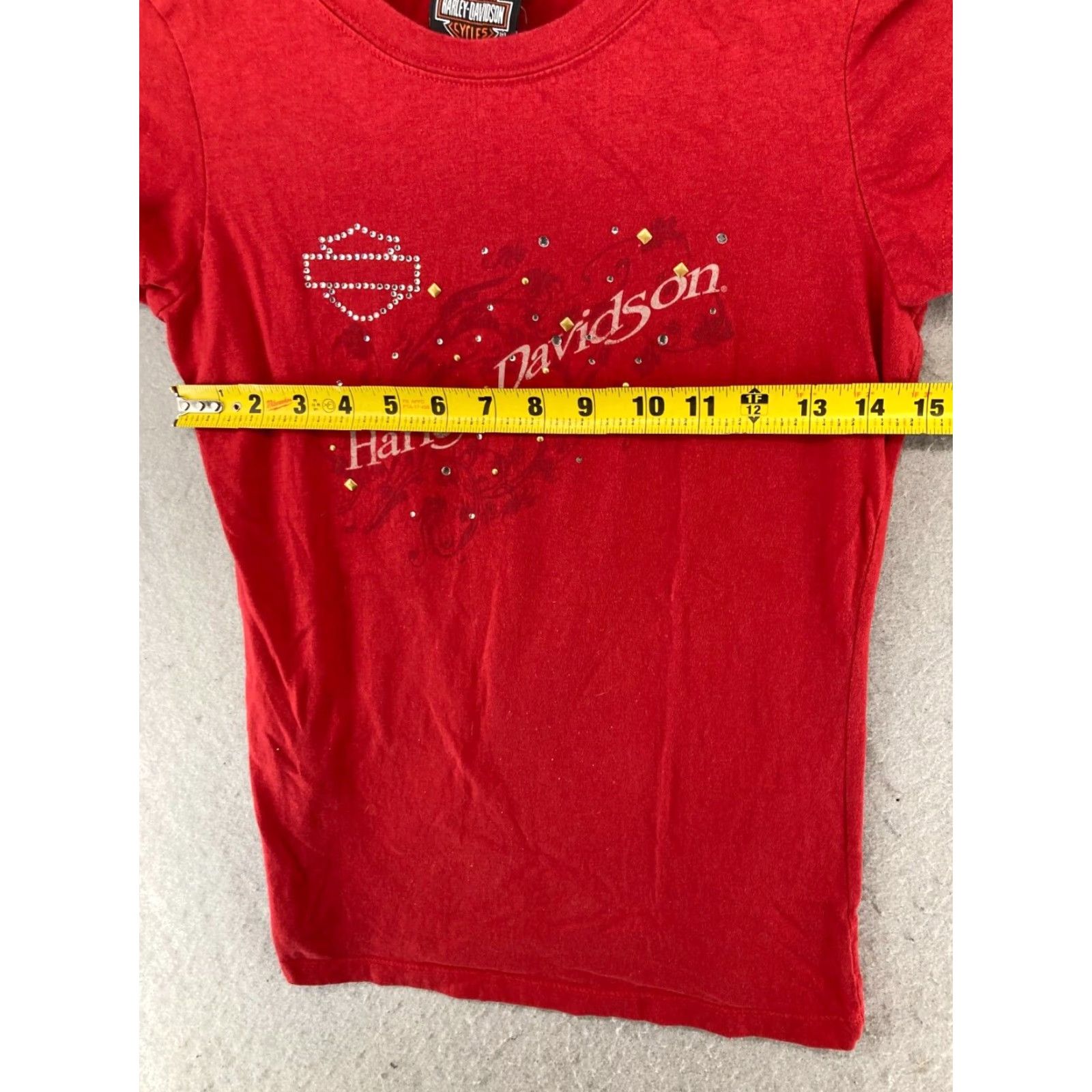 Harley Davidson Harley-Davidson TShirt Medium Red Spellout Bedazzled Orange Park FL Size M / US 6-8 / IT 42-44 - 2 Thumbnail