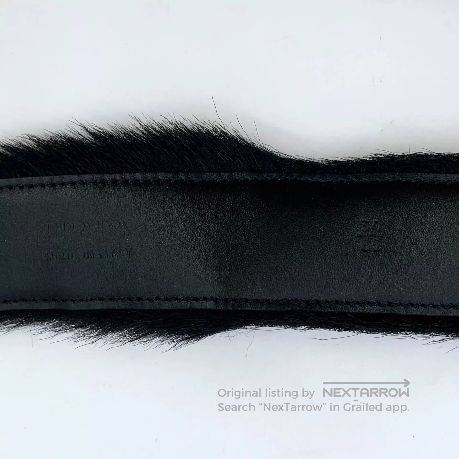 Prada Prada Black Fur Leather Belt. Size ONE SIZE - 6 Thumbnail