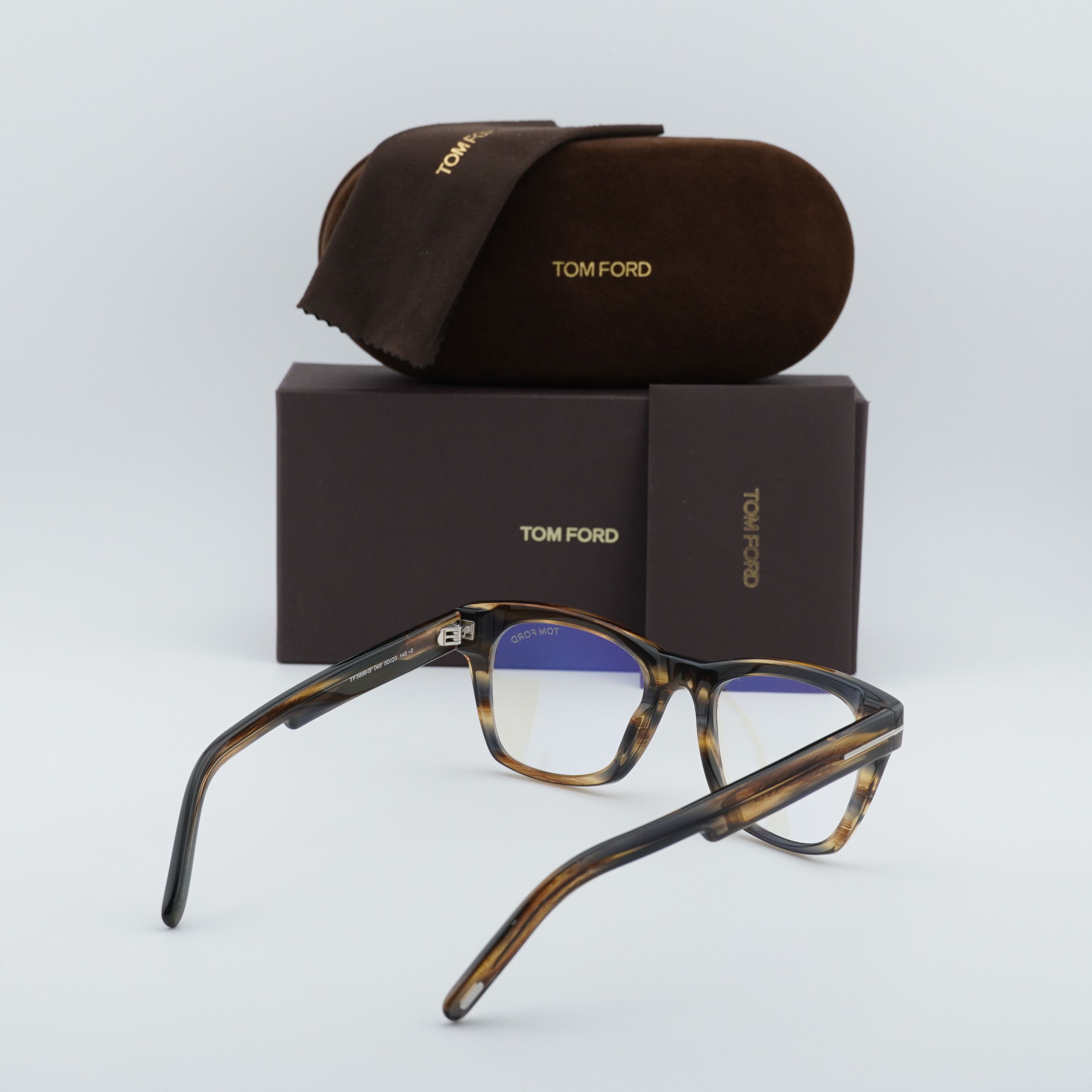 Tom Ford Tom Ford FT5886-B 045 Eyeglasses Havana 50mm Square Frame Size ONE SIZE - 10 Thumbnail