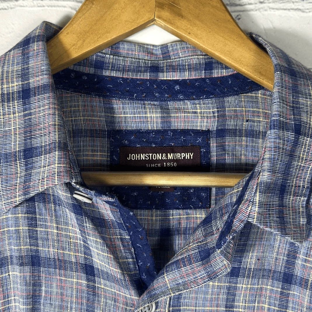 Johnston & Murphy Johnston & Murphy Plaid Button-Down Shirt L Large Blue Long Sleeve Men Size US L / EU 52-54 / 3 - 5 Thumbnail