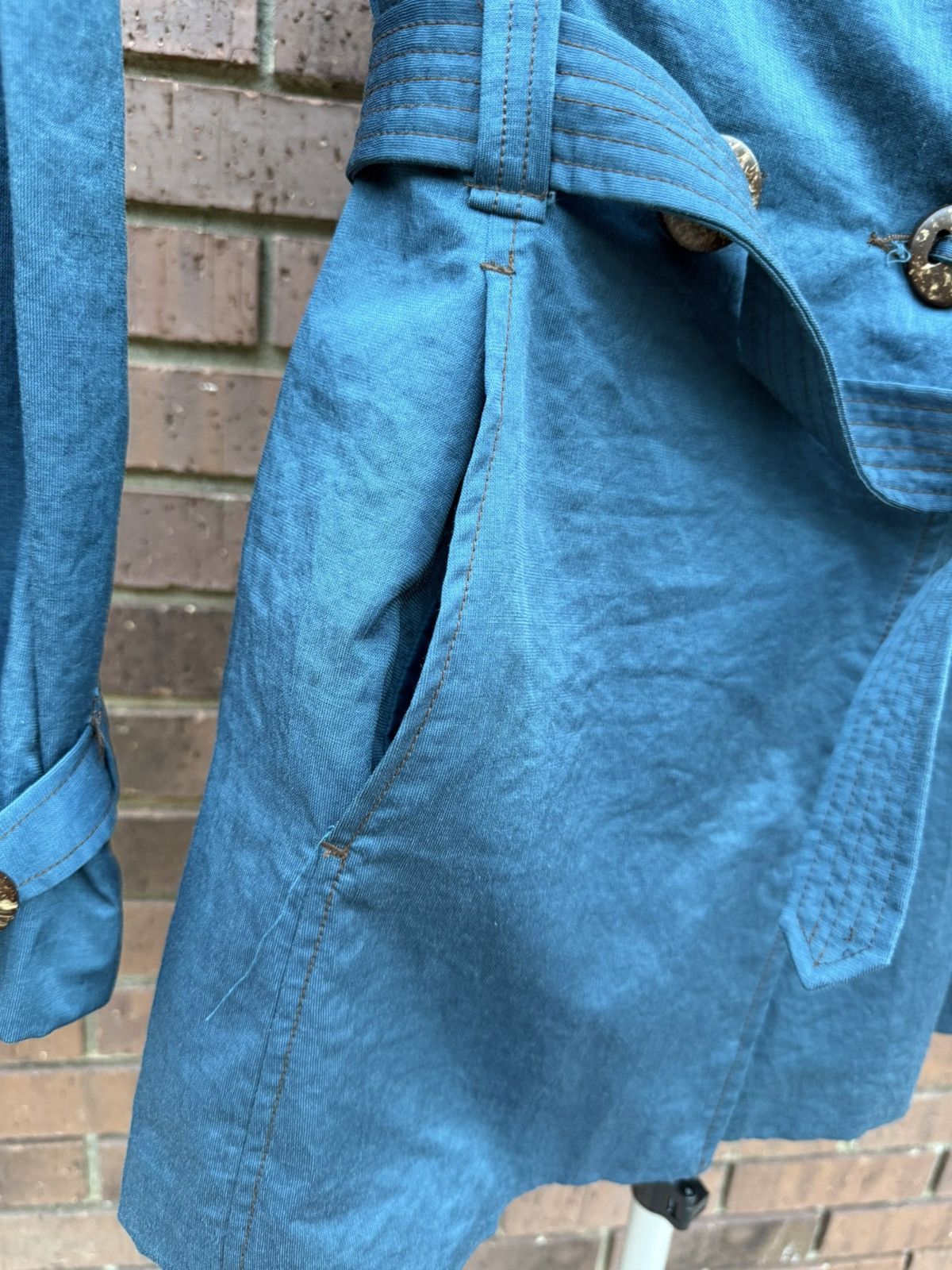 Other Ambition Double Breasted Trench Coat Teal Belt Women Small Size S / US 4 / IT 40 - 5 Thumbnail