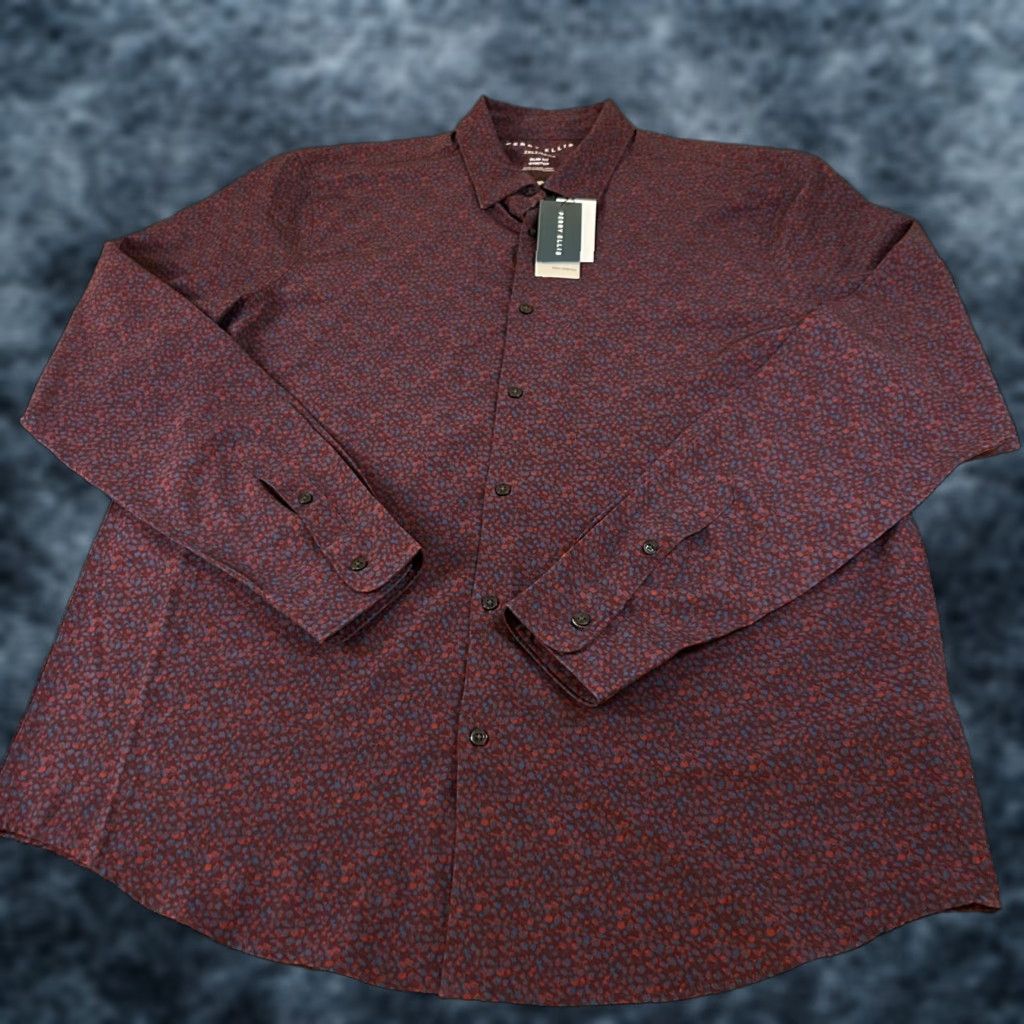 Perry Ellis Perry Ellis Button-Up Shirt Slim Fit Floral 2XLT Men Red Blue NWT Wrinkle Resistant Stretch Long Sleeve Casual Business Party/Cocktail Shirt Size US XXL / EU 58 / 5 - 1 Thumbnail