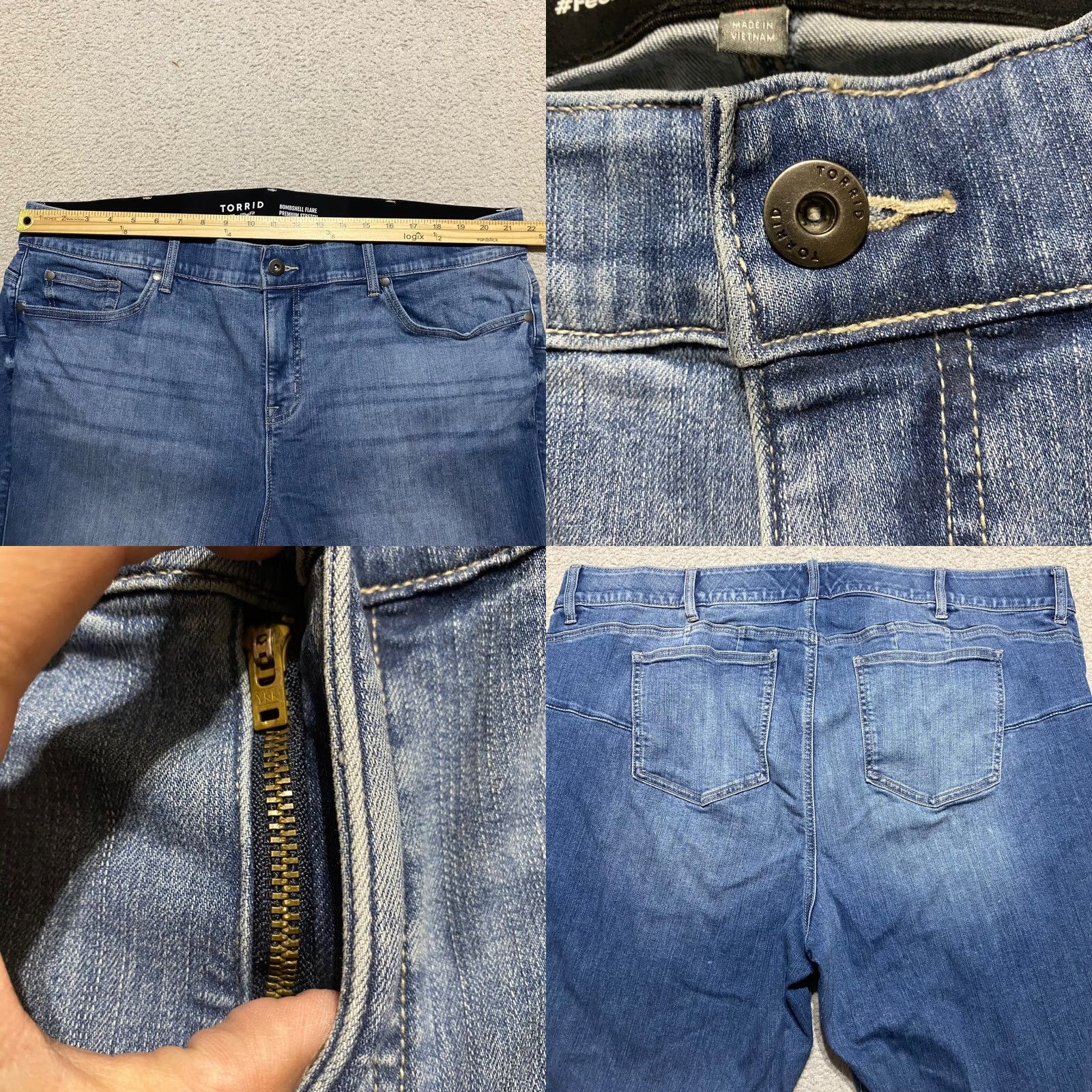 Torrid Torrid Jeans Flared 26P Petite Blue Denim Medium Wash 5-Pocket Stretch Size 26" / US 2 / IT 38 - 8 Thumbnail