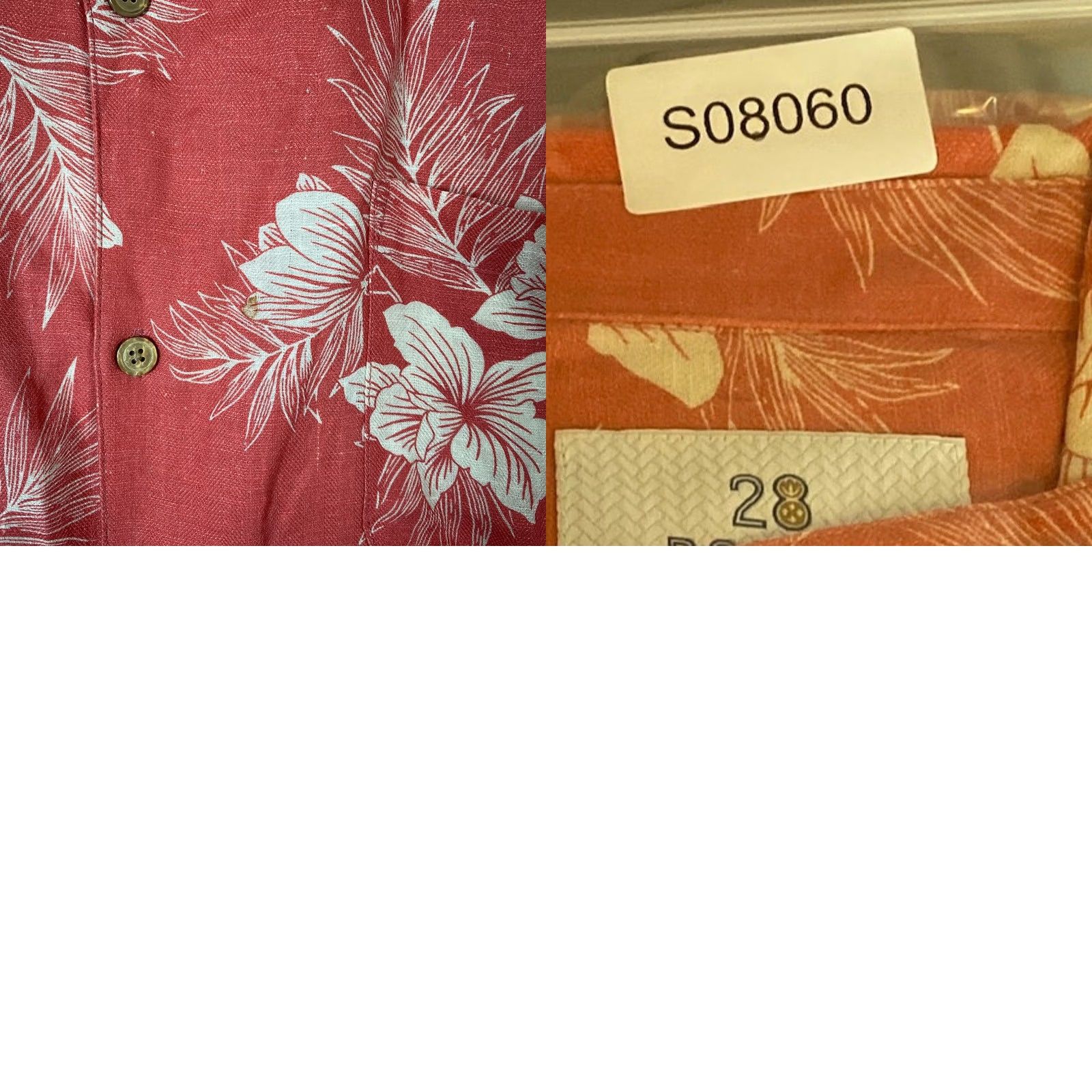 Vintage 28 Palms Shirt XL Salmon Floral Collared Button-Down Silk Linen Blend Short Sleeve Casual Mens Size US XL / EU 56 / 4 - 9 Thumbnail