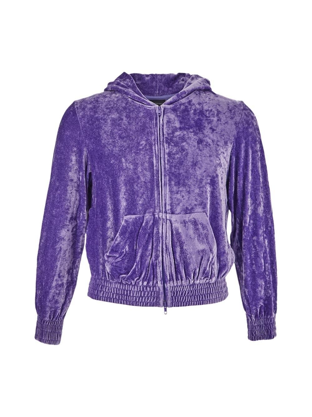 Balenciaga o1y1224 Velvet Hoodie in Purple Size US L / EU 52-54 / 3 - 1 Thumbnail