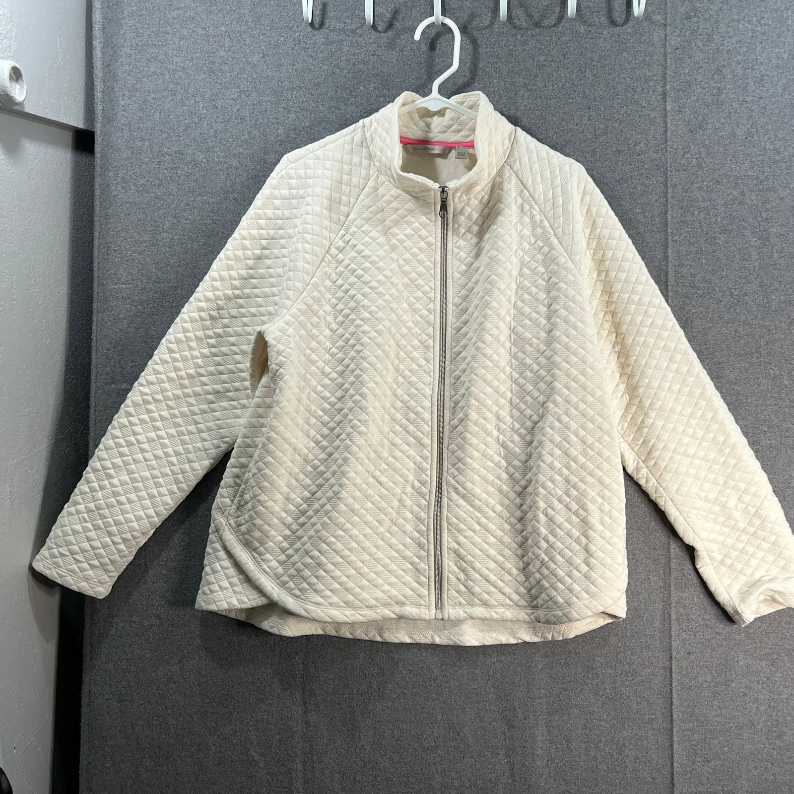 Other Isaac Mizrahi LIVE! Women Jacket Zip Up Ivory Size Large Size L / US 10 / IT 46 - 1 Thumbnail