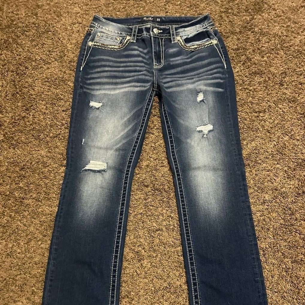 Miss Me Miss Me Women’s Mid Rise Straight Jeans size 30W x 33L Size 30" / US 8 / IT 44 - 1 Thumbnail