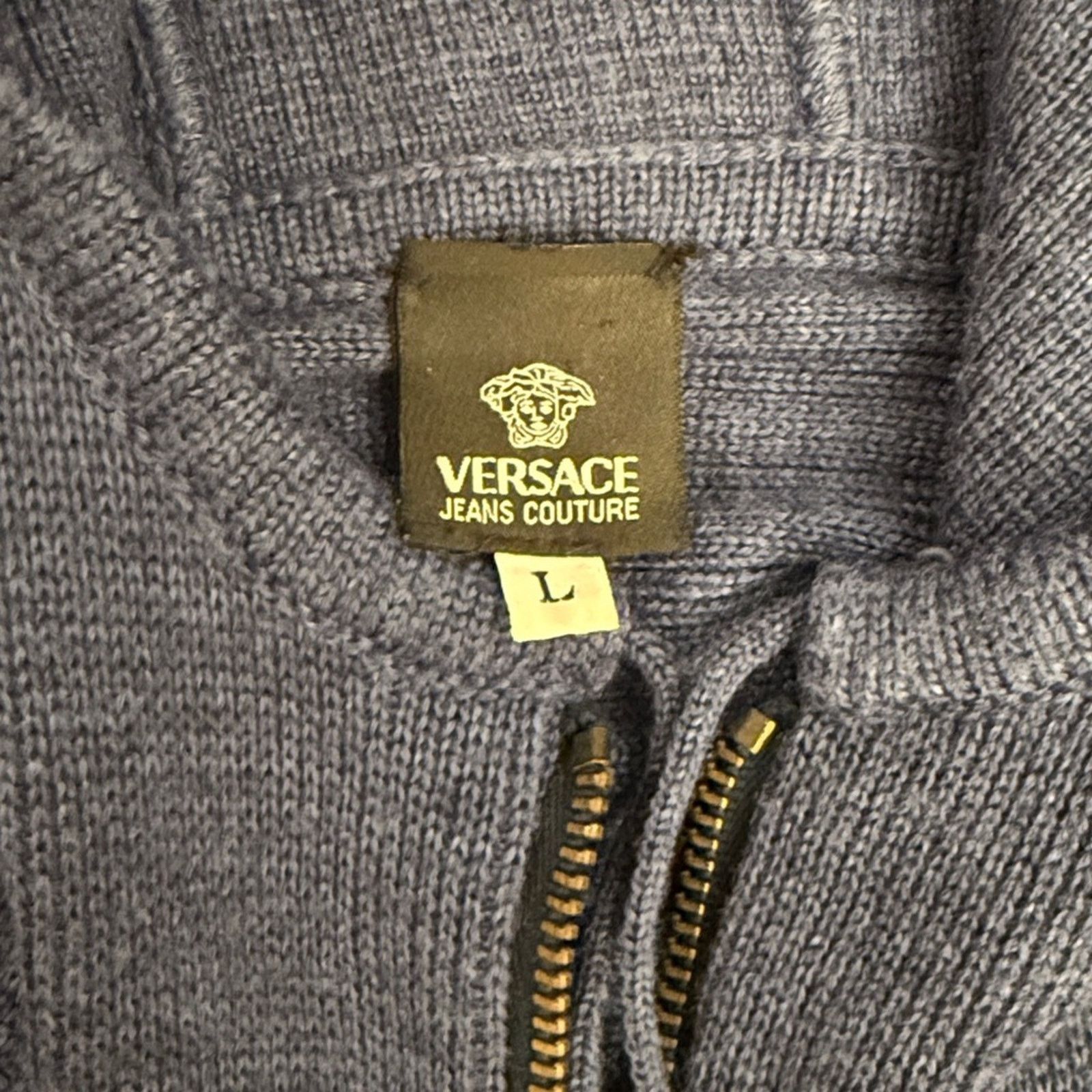 Versace Versace men’s blue zip front hooded wool blend swtr size lg Size US L / EU 52-54 / 3 - 6 Thumbnail