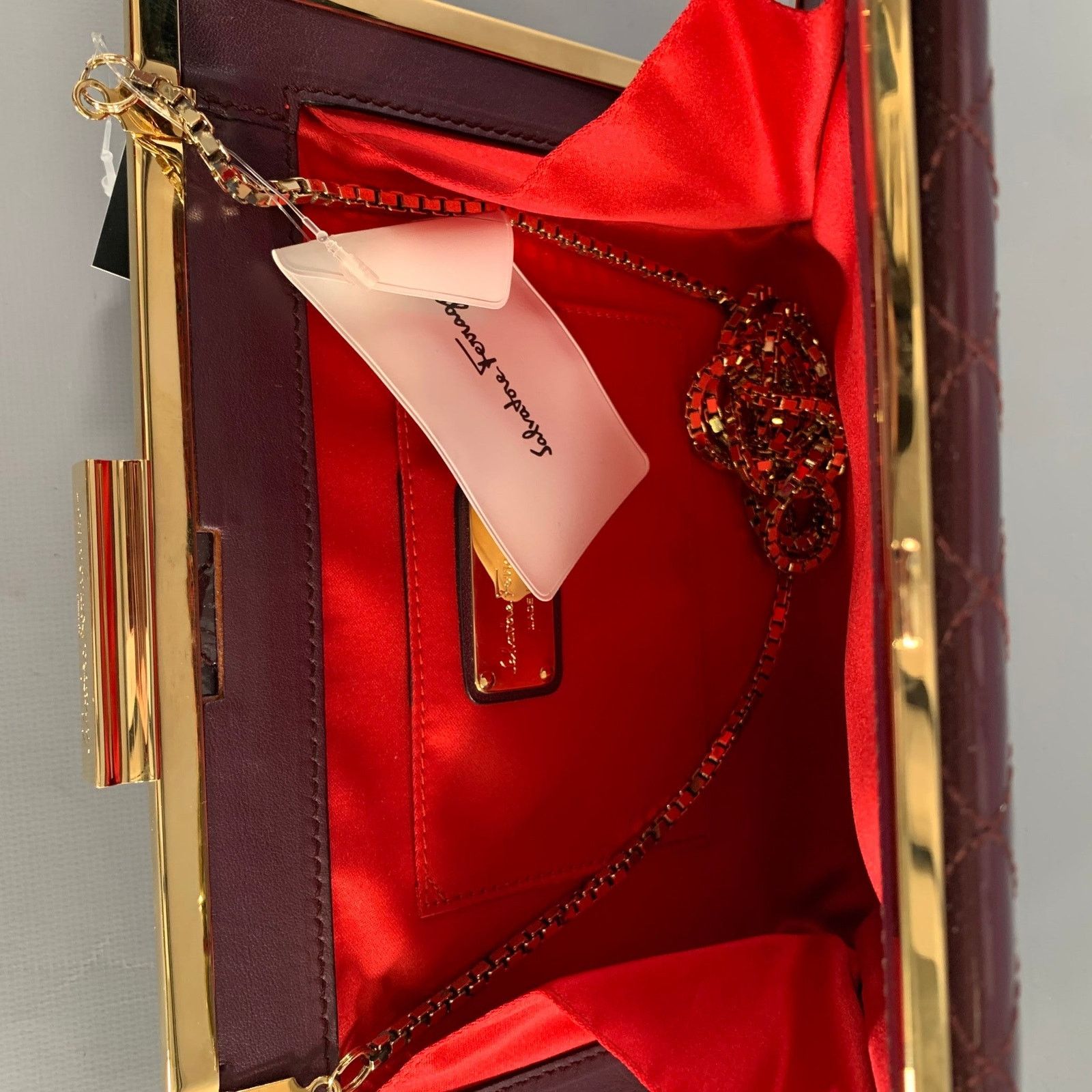 Salvatore Ferragamo SALVATORE FERRAGAMO Purple Quilted Patent Clutch Bags Size ONE SIZE - 6 Thumbnail
