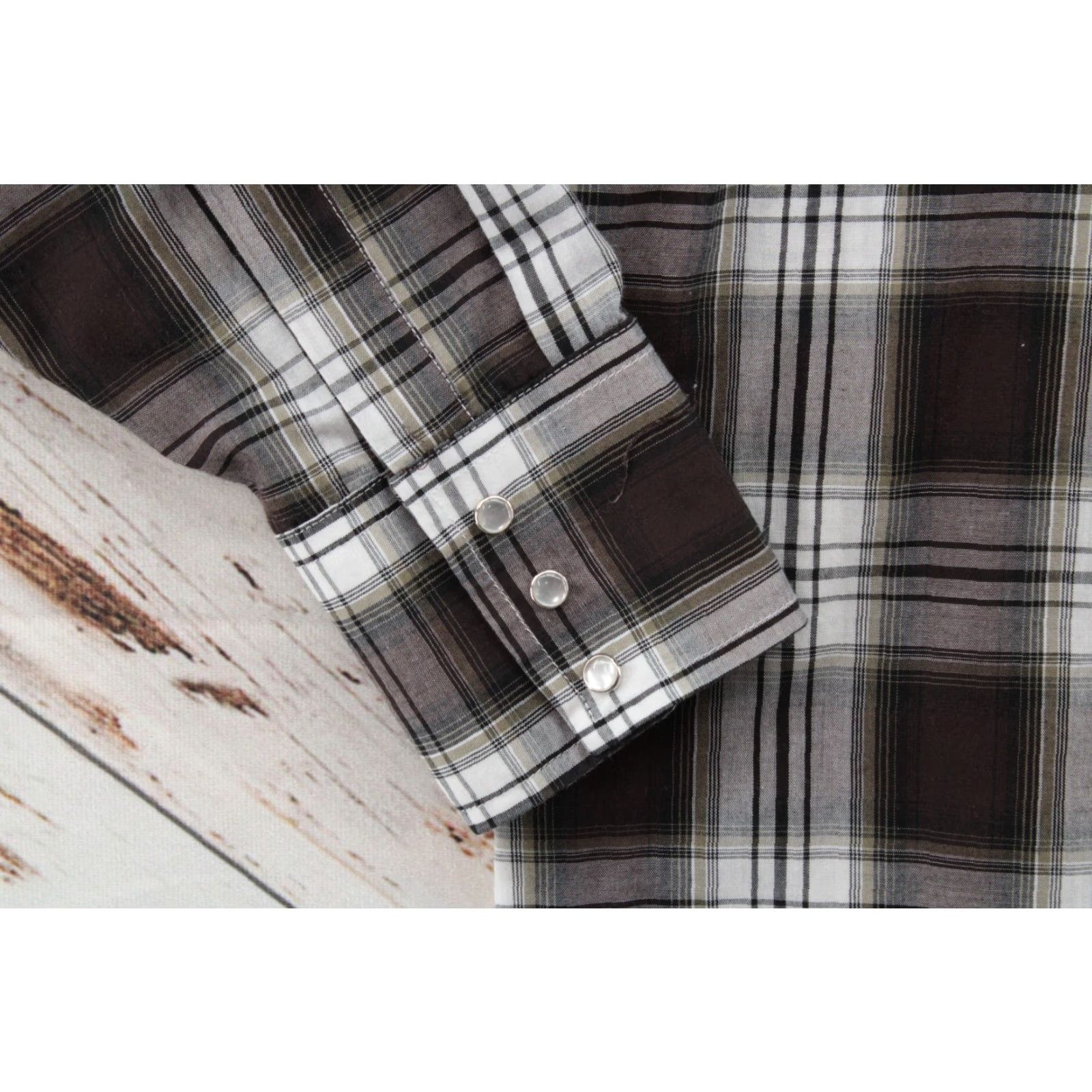 Vintage Plains Western Wear Shirt Mens Size LT Long Sleeve Pearl Snap Plaid Brown Cowboy Size US L / EU 52-54 / 3 - 5 Thumbnail