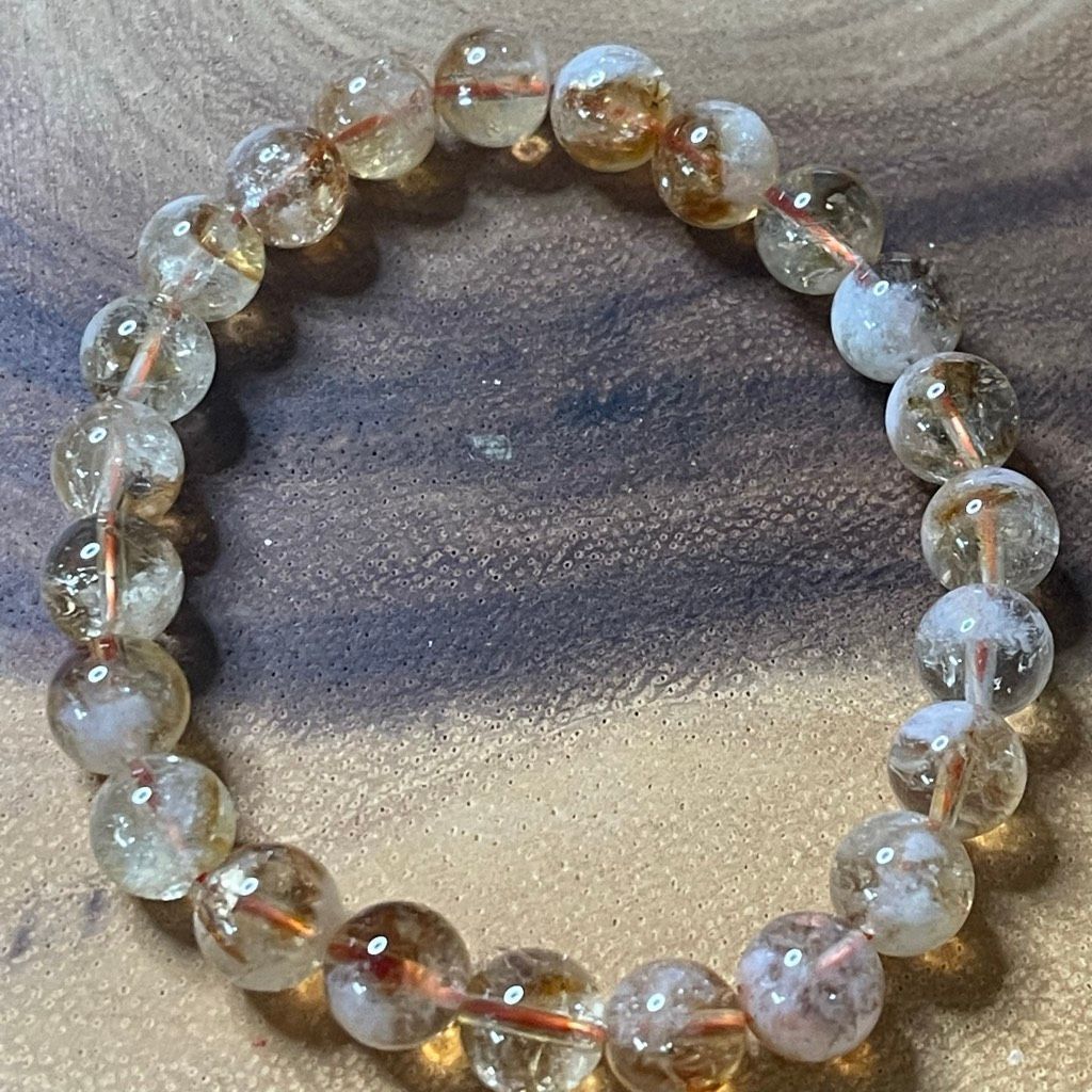 Other Citrine beaded beads stretch bracelet 8mm yellow clear cryst Size ONE SIZE - 9 Thumbnail