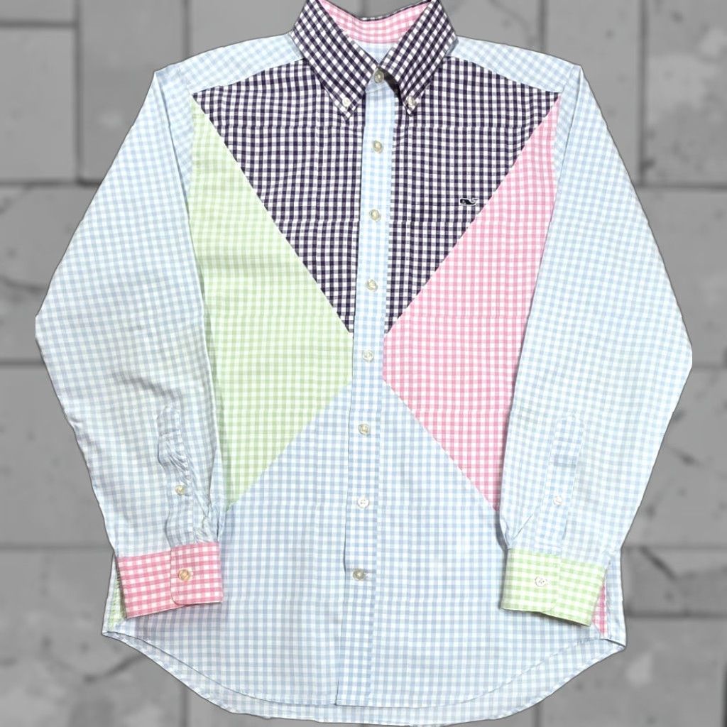 Vineyard Vines Vineyard Vines Mens M Gingham Check Slim Fit Whale Shirt Colorful Colorblock Size US M / EU 48-50 / 2 - 1 Thumbnail