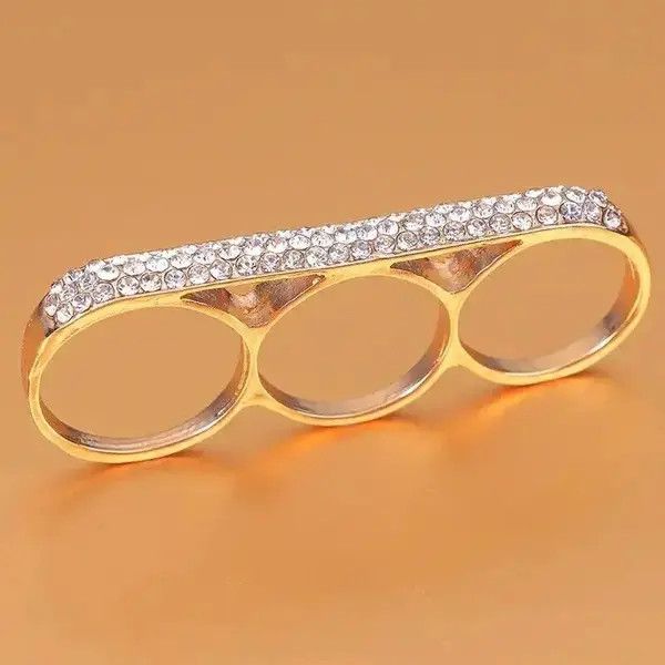 Japanese Brand 1PC Metal Fashion Three Fingers Knuckle Duster Ring Size ONE SIZE - 1 Thumbnail