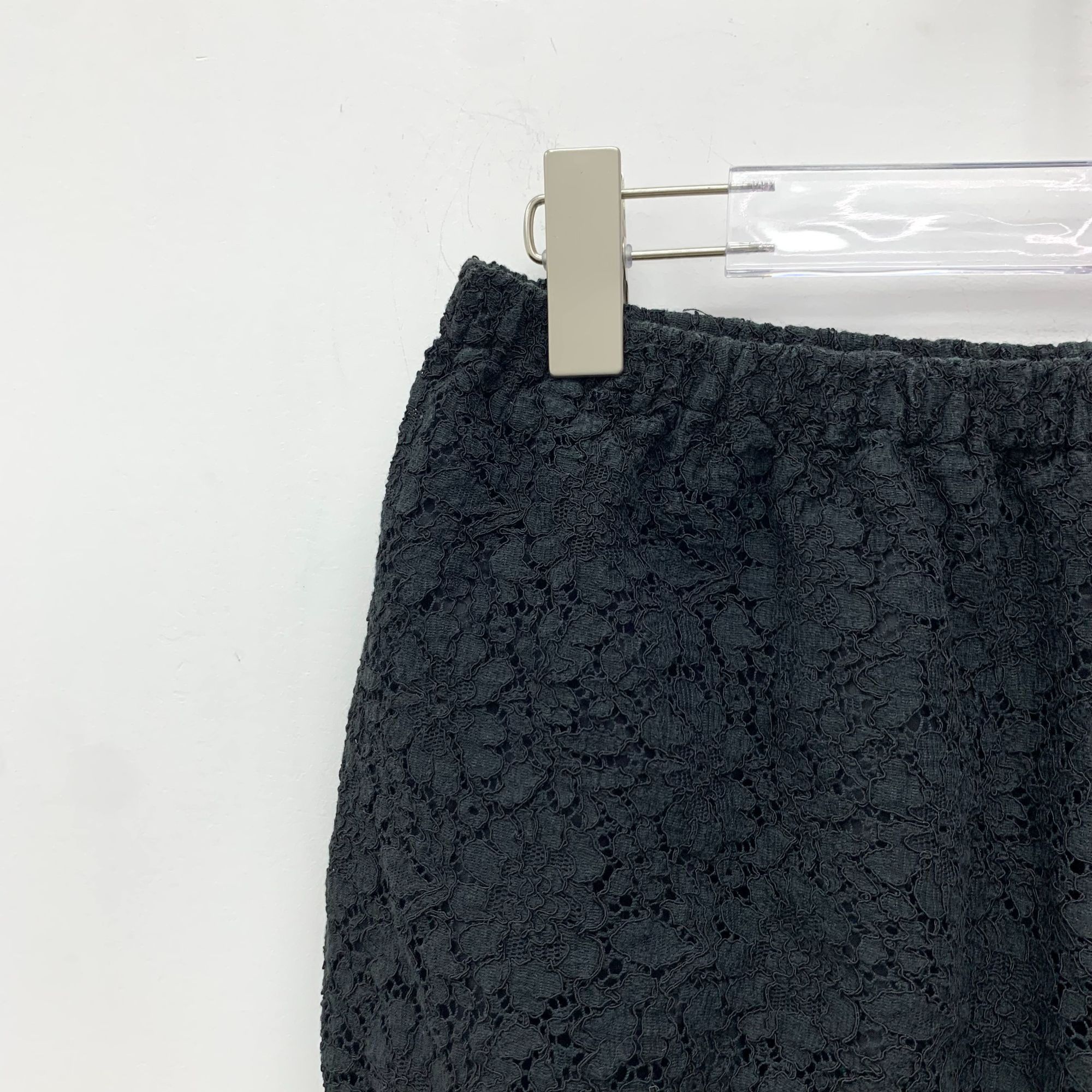 Miu Miu Miu Miu Womens Black Lace Elastic Waist Floral Perforated Co Size 40" / US 18 - 7 Thumbnail