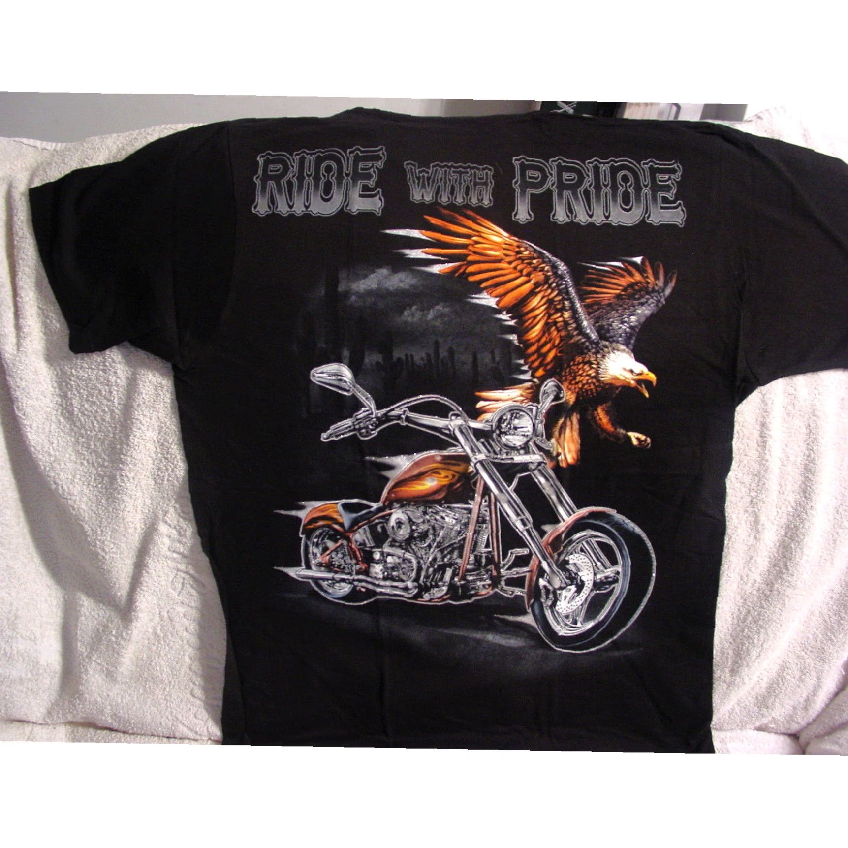 Vintage Ride With Pride Mens Eagle Motorcycle T Shirt Black Extra Large XL Size US L / EU 52-54 / 3 - 1 Thumbnail