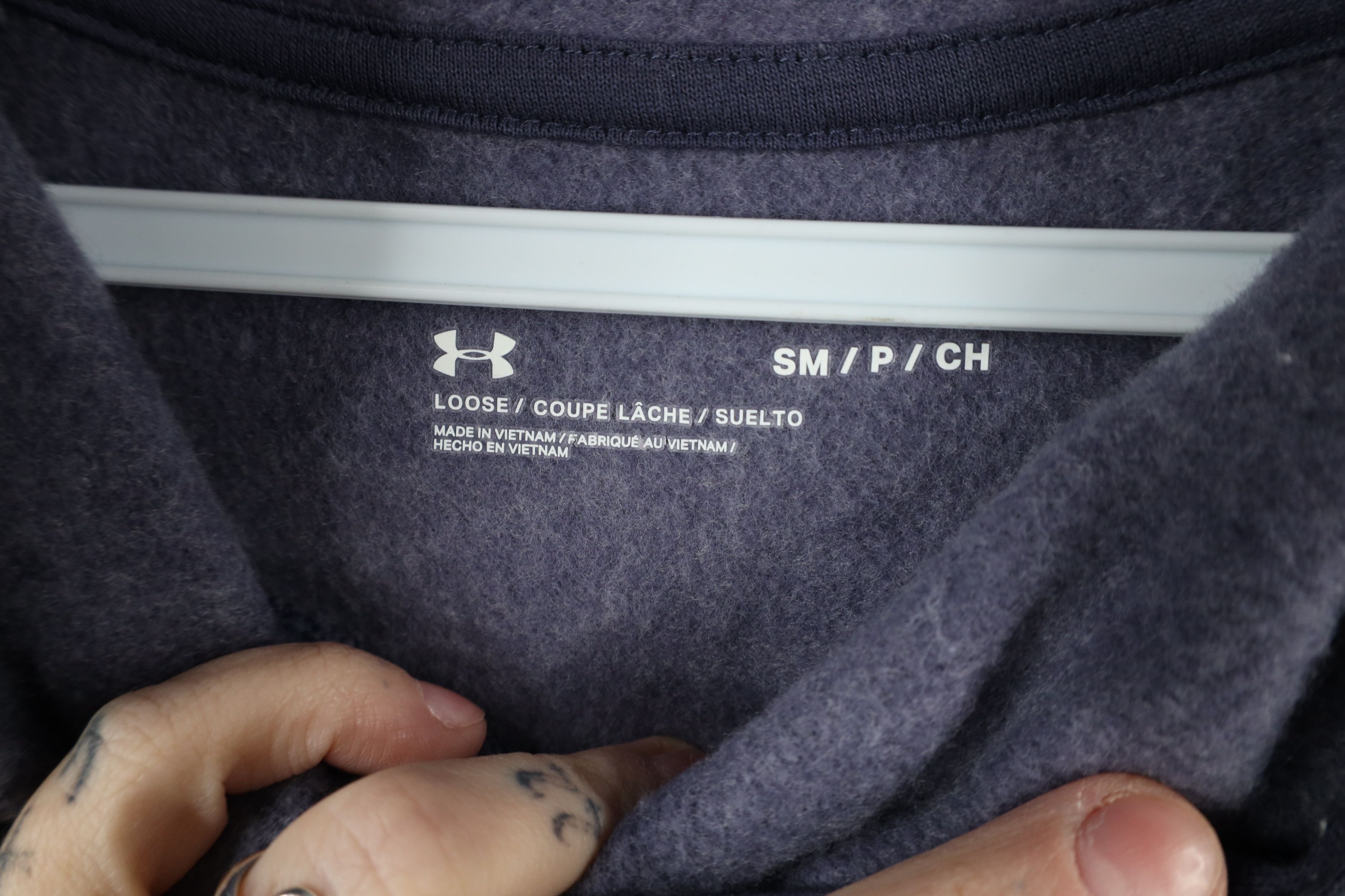 Under Armour × Vintage New Under Armour Fleece Flecked Hoodie Sweatshirt Purple Size S / US 4 / IT 40 - 6 Thumbnail